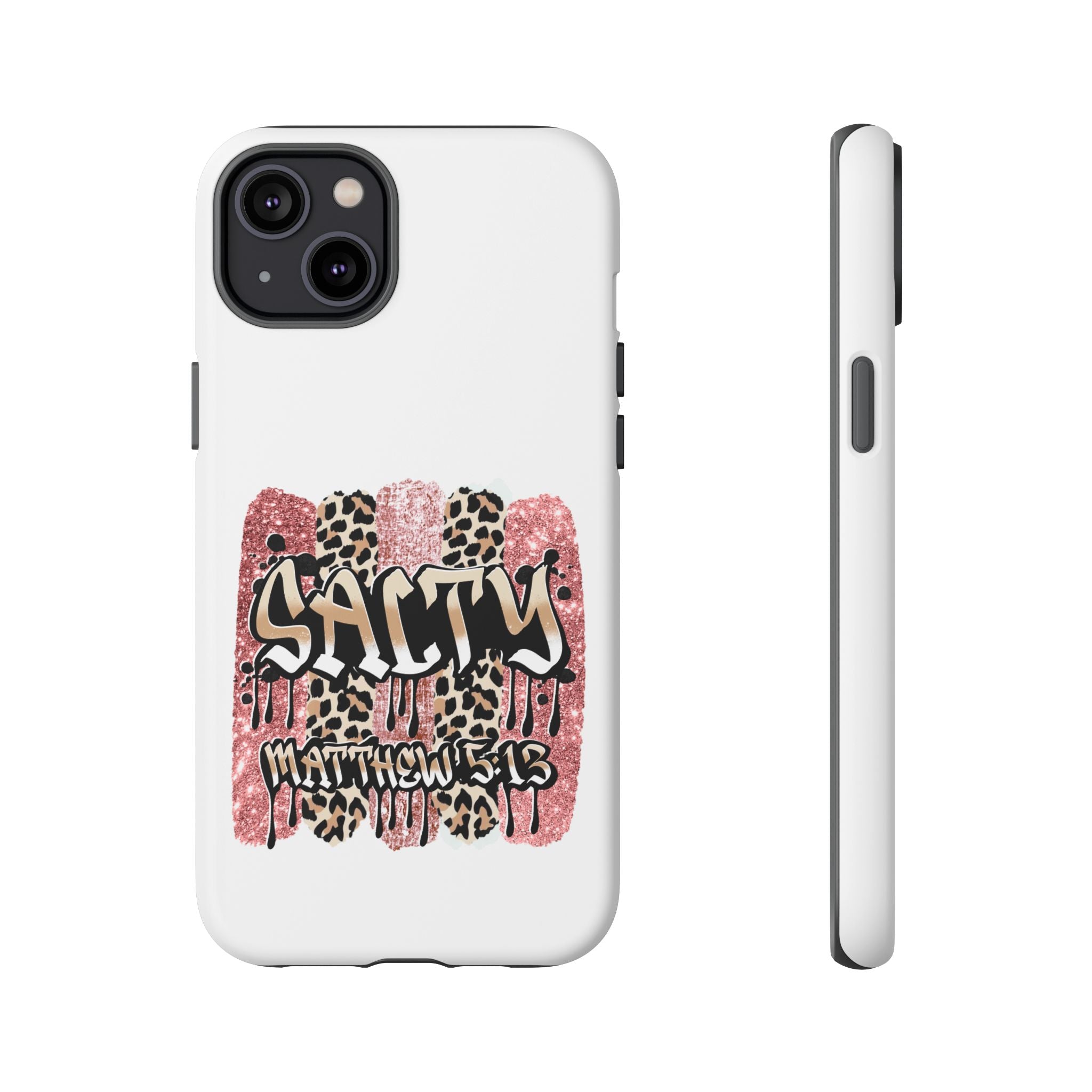 Salty Matthew 5:13 Scripture Leopard Pink Glitter Tough Case — Matthew 5:13 Scripture Phone Cover