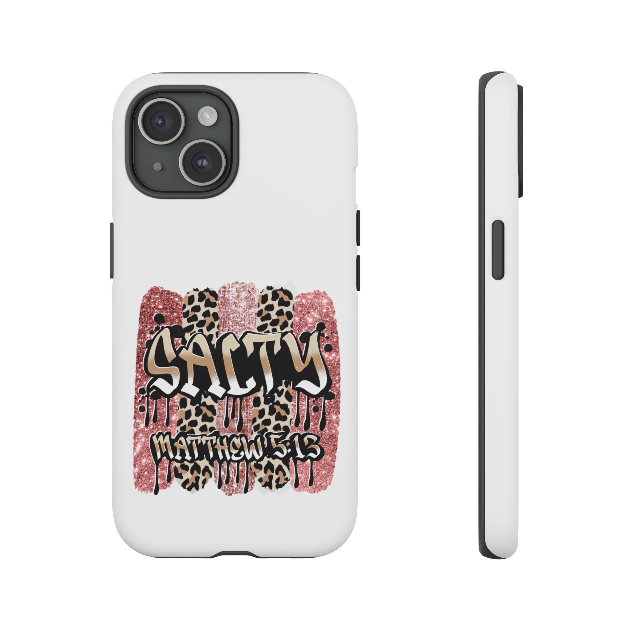 Salty Matthew 5:13 Scripture Leopard Pink Glitter Tough Case — Matthew 5:13 Scripture Phone Cover
