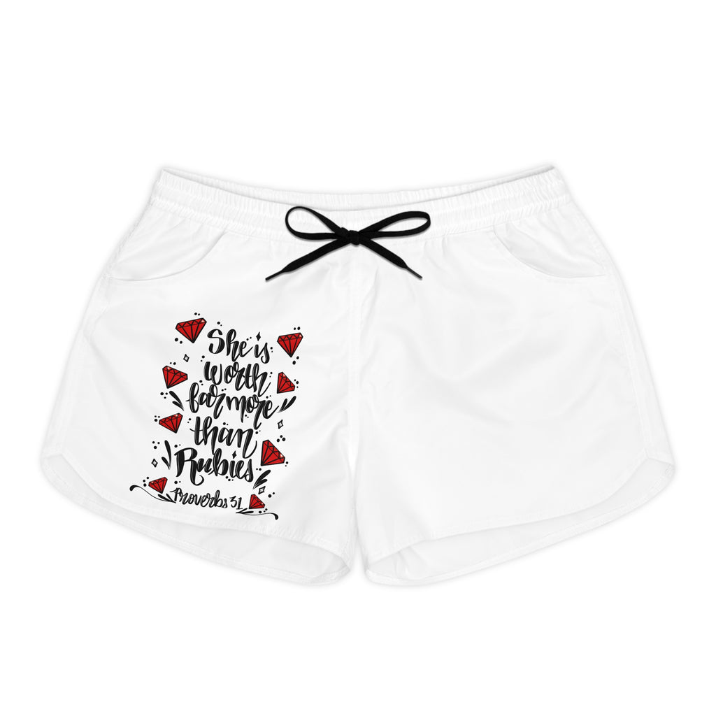 Women's Casual Shorts - "She's Worth Far More Than Rubies" Proverbs 31 Biblical Graphic