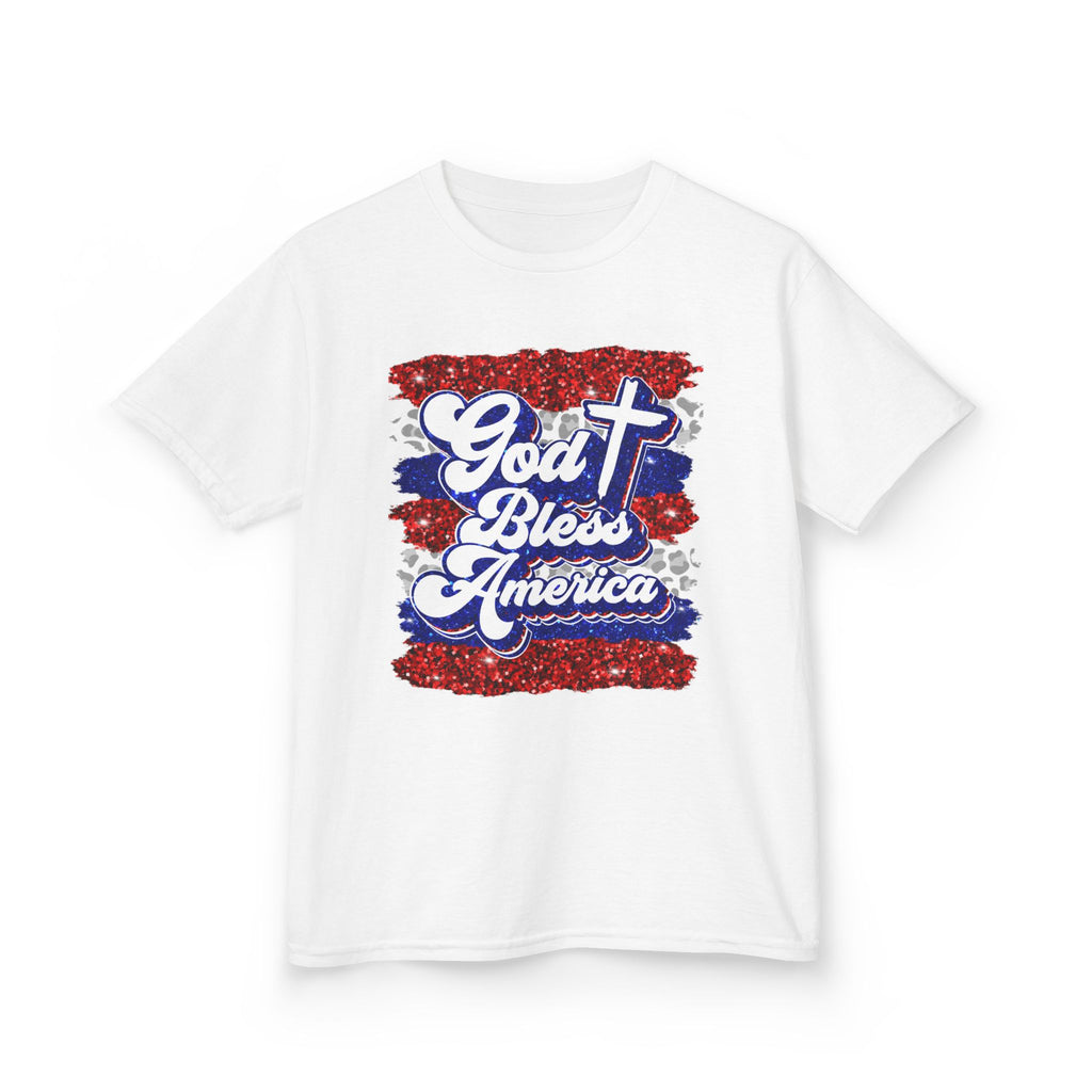 Kids T‑Shirt — "God Bless America" Patriotic Cross Design