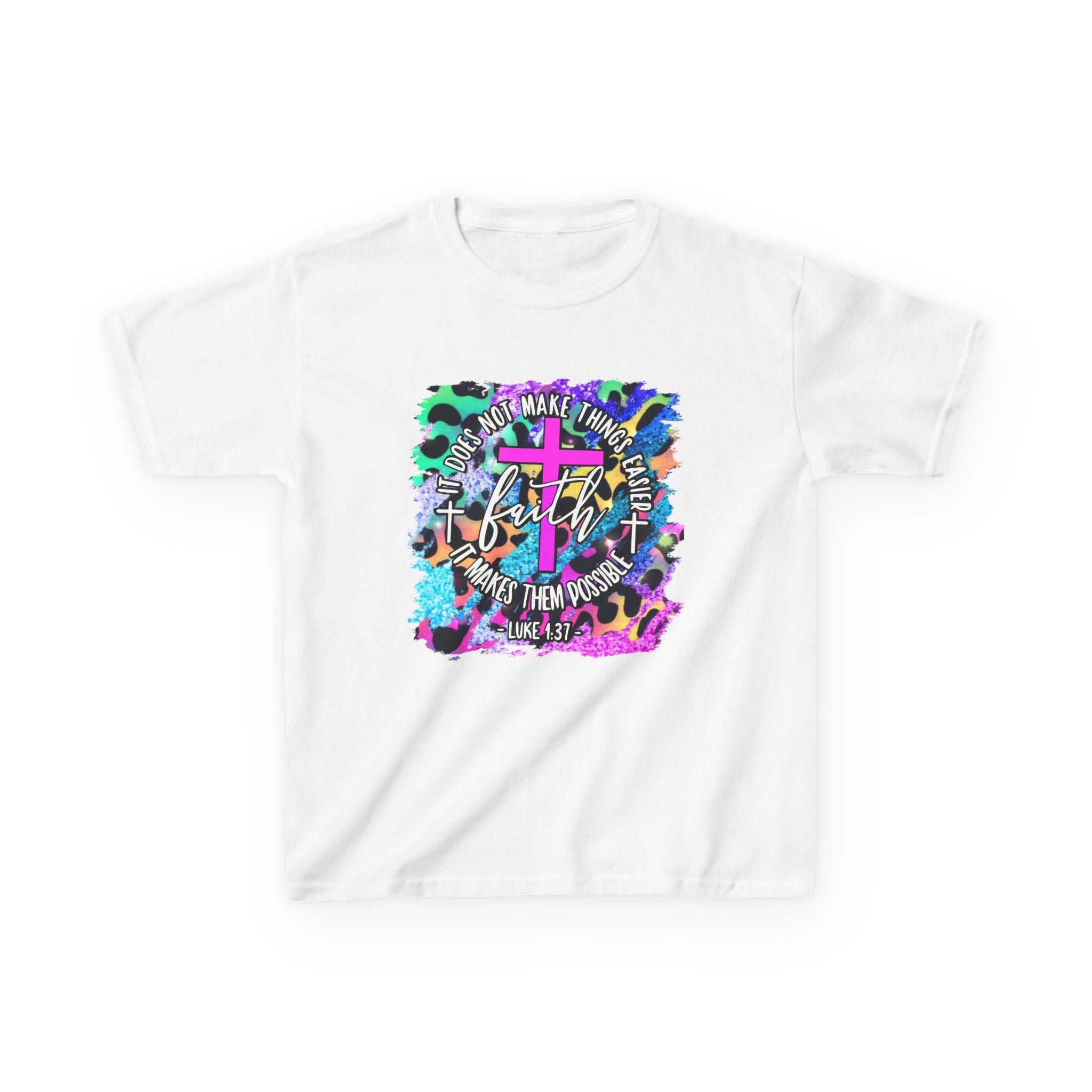 Kids Faith T-Shirt - Colorful Cross Graphic 'Faith' Christian Tee for Children