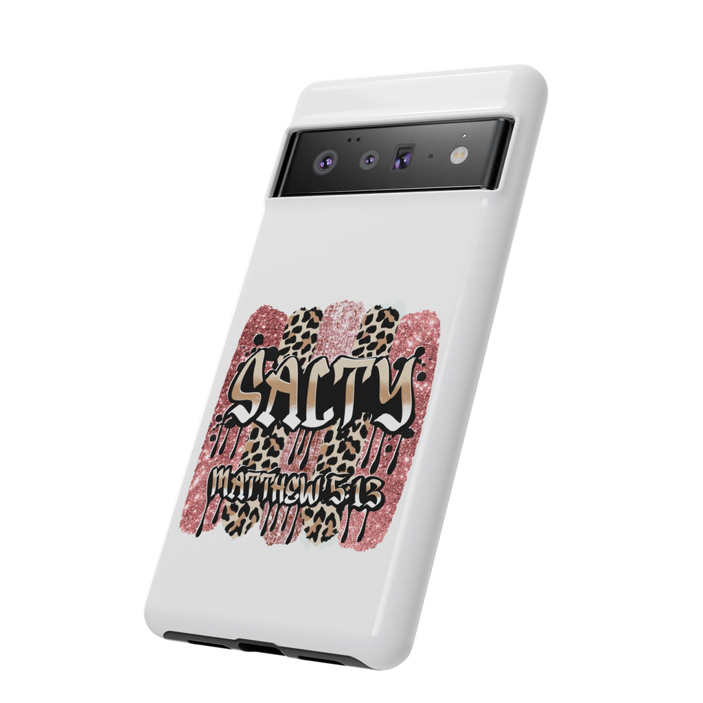 Salty Matthew 5:13 Scripture Leopard Pink Glitter Tough Case — Matthew 5:13 Scripture Phone Cover