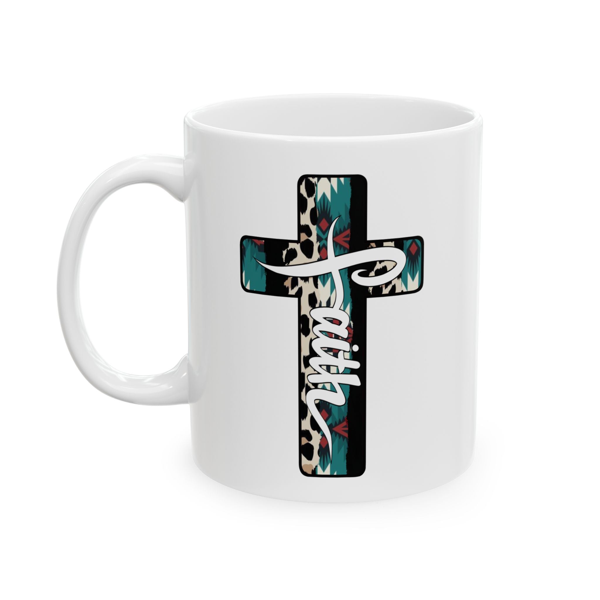 Southwestern Christian Cross Faith Coffee Mug (11oz, 15oz)