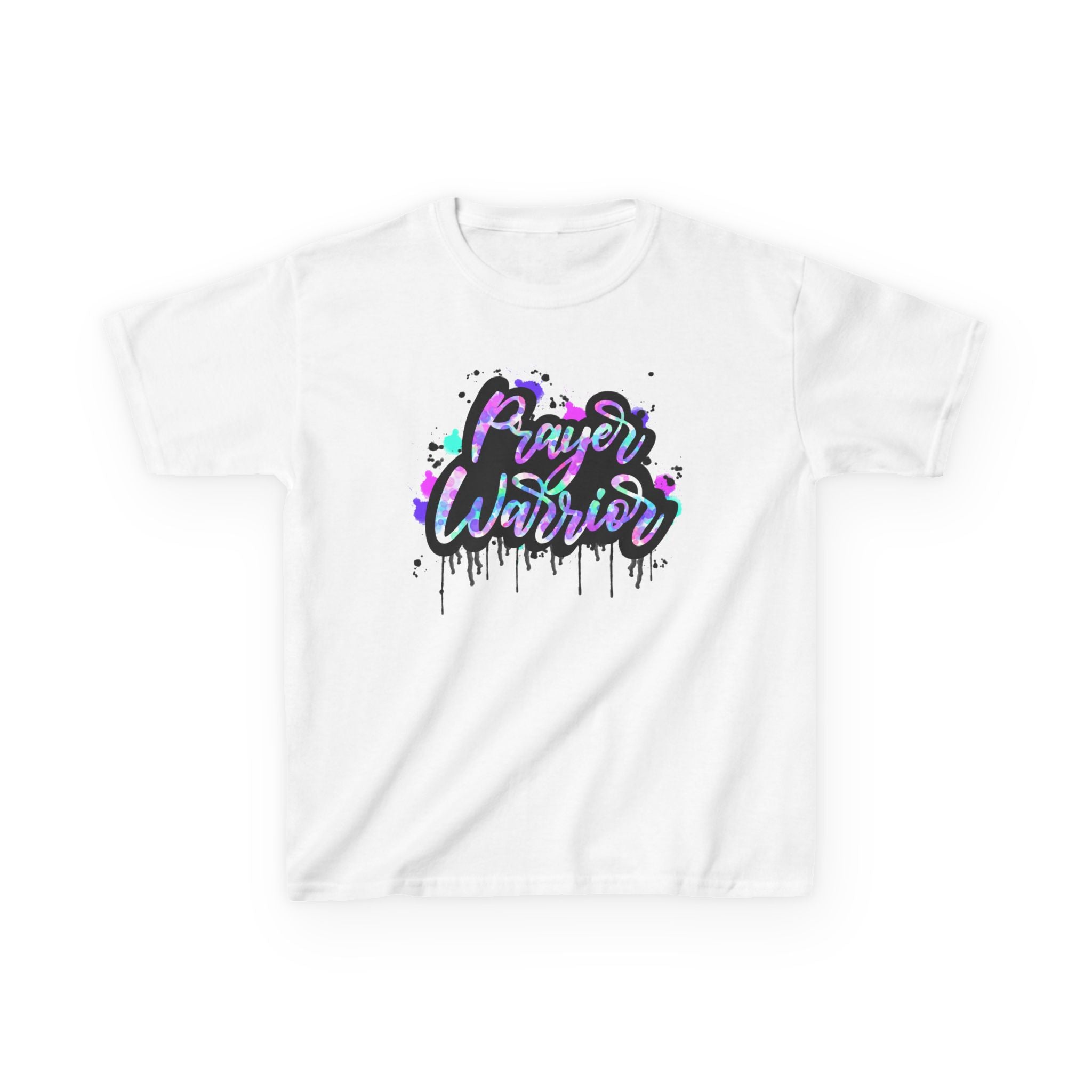 Kids Tee — "Prayer Warrior" Colorful Graffiti Christian Shirt