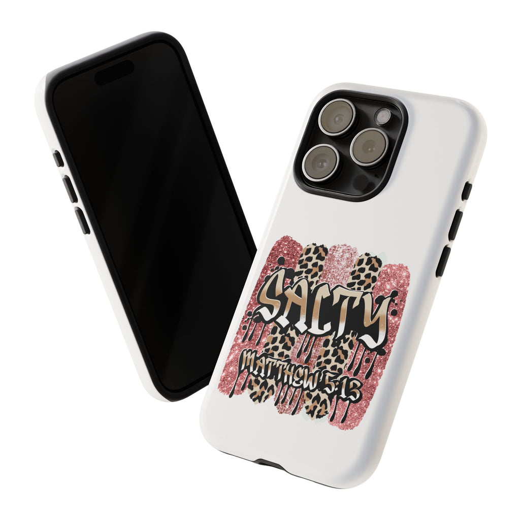 Salty Matthew 5:13 Scripture Leopard Pink Glitter Tough Case — Matthew 5:13 Scripture Phone Cover