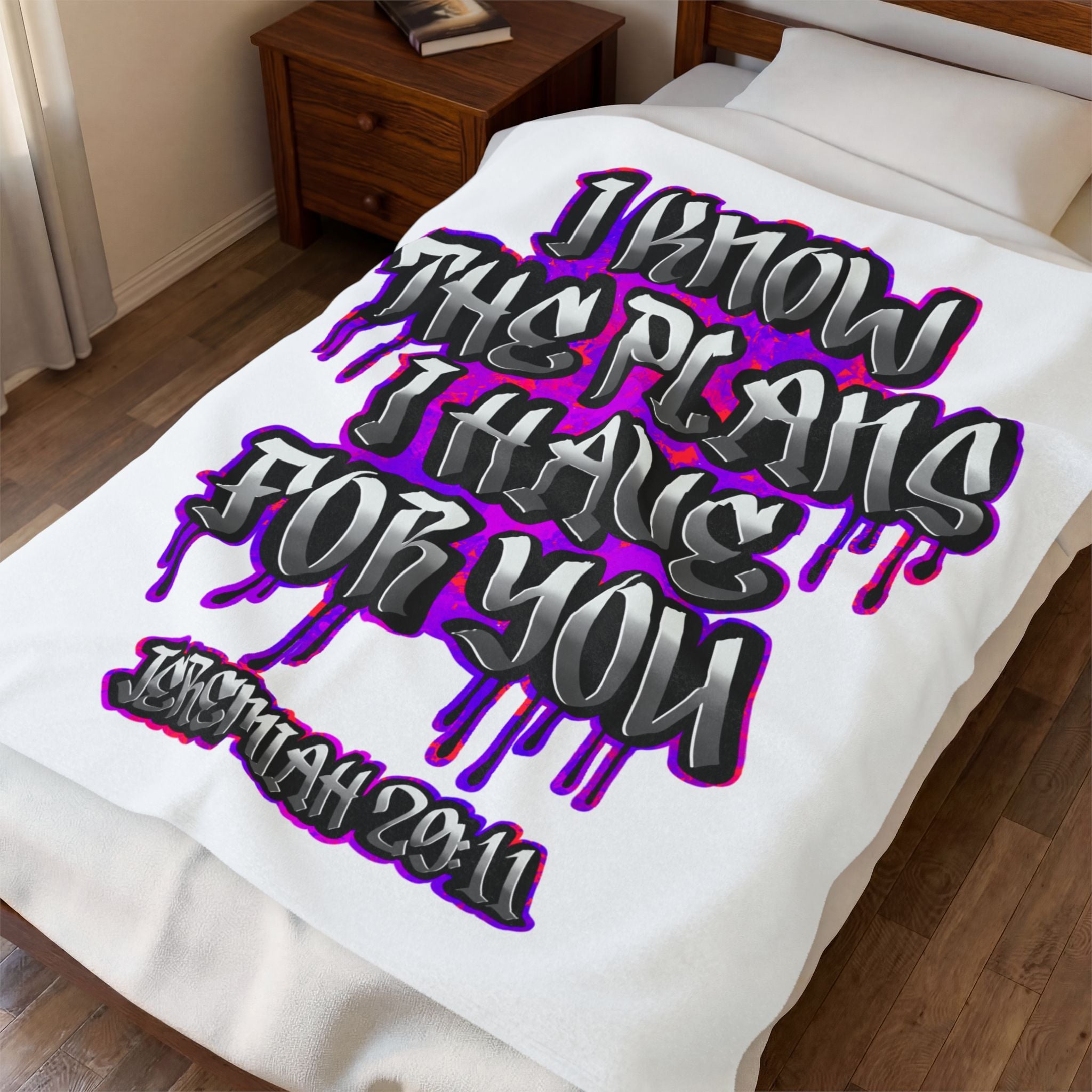 Plush Blanket — "I Know The Plans I Have For You" Jeremiah 29:11 Inspirational Throw