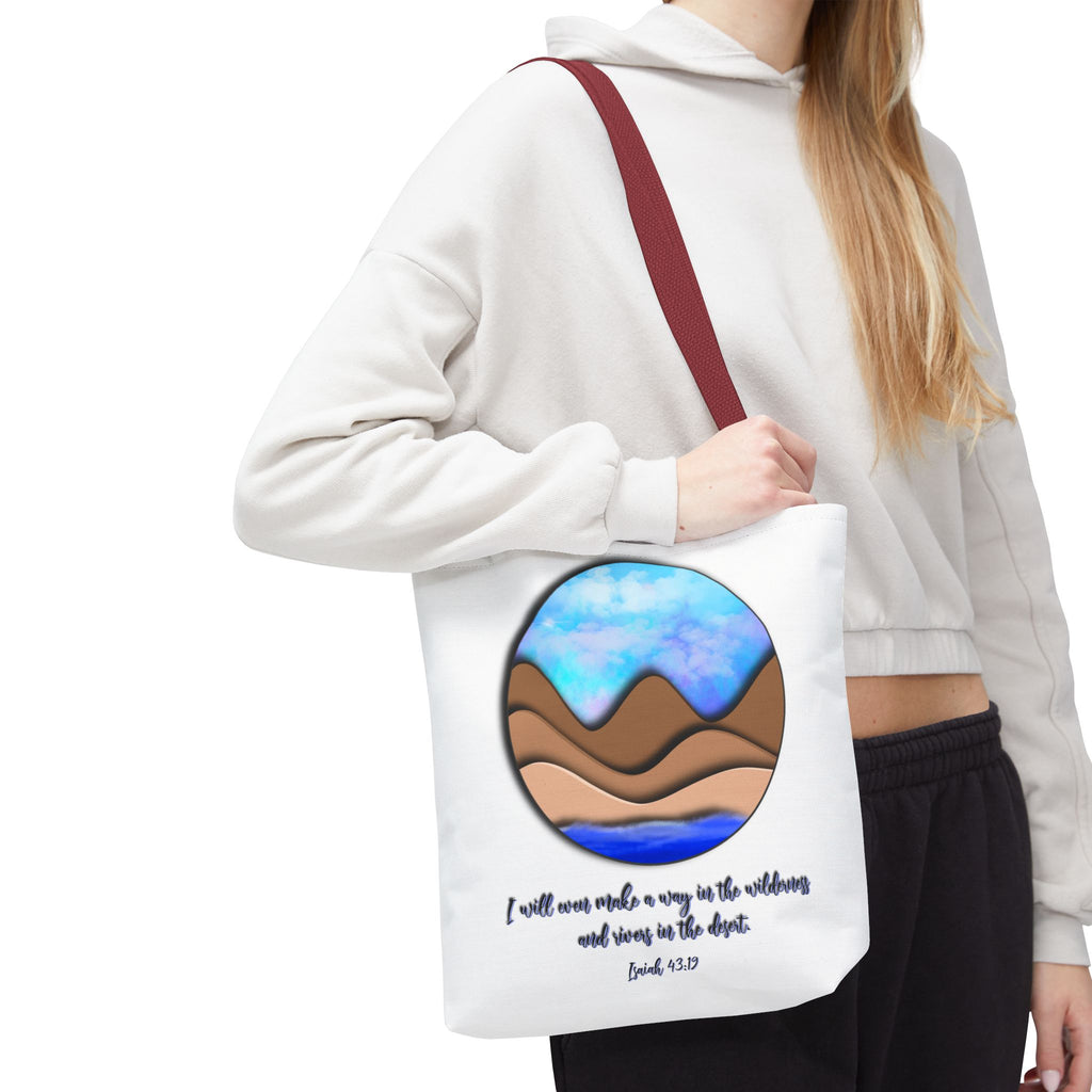 Inspirational Mountains Tote —  Scripture Landscape Tote Bag