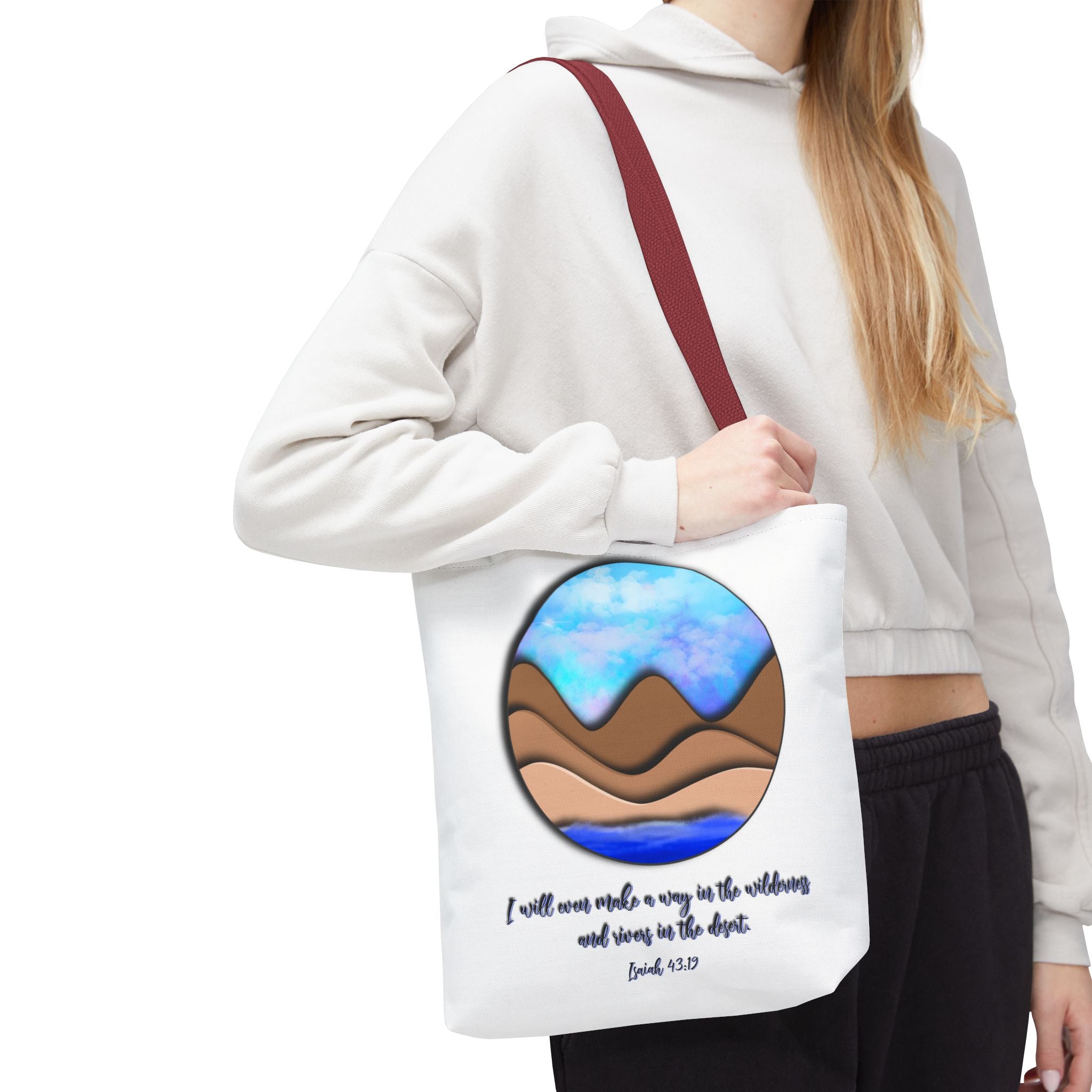 Inspirational Mountains Tote —  Scripture Landscape Tote Bag