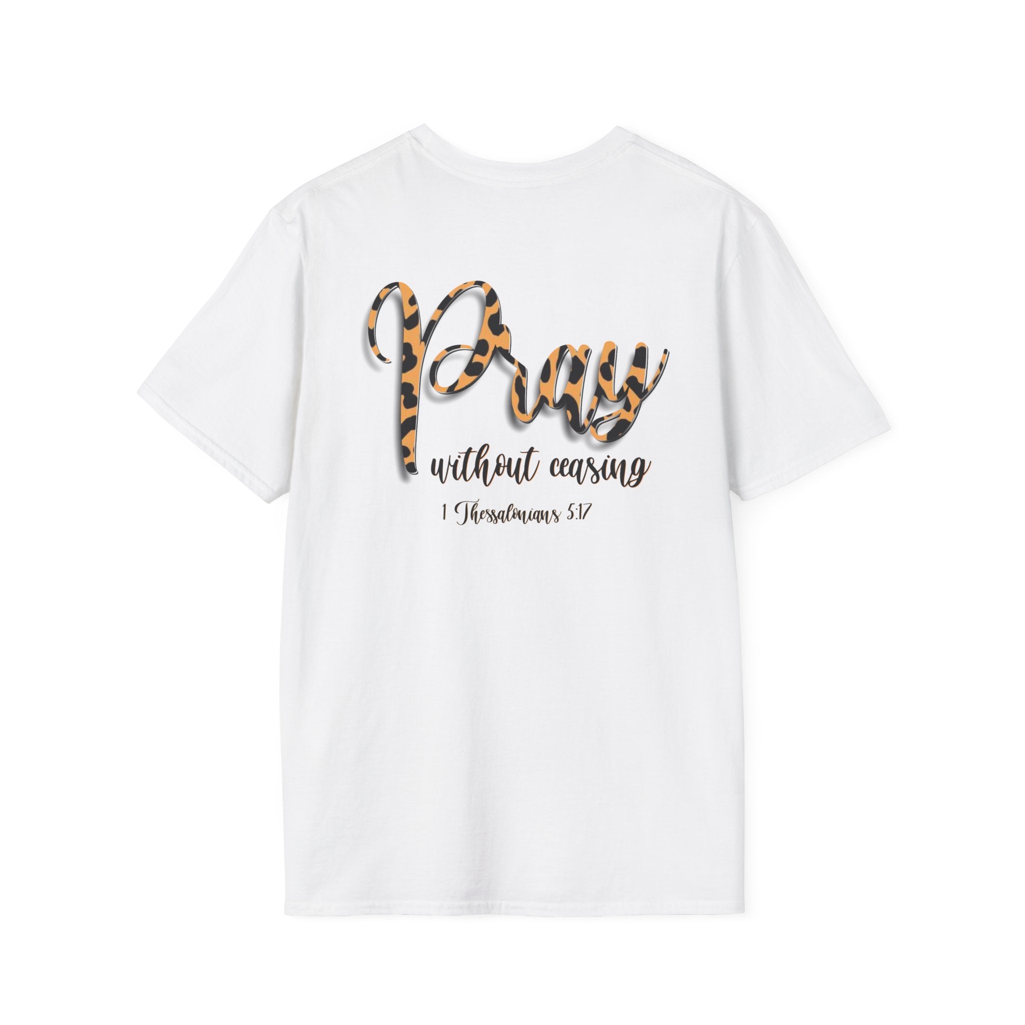 Pray Without Ceasing Leopard Print T-Shirt — Christian Faith Graphic Tee
