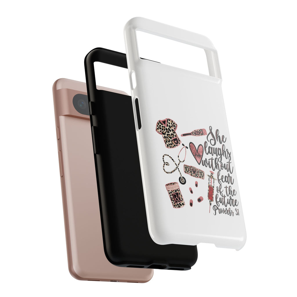 'She Laughs Without Fear' Proverbs 31 Scripture Nurse Tough Phone Case