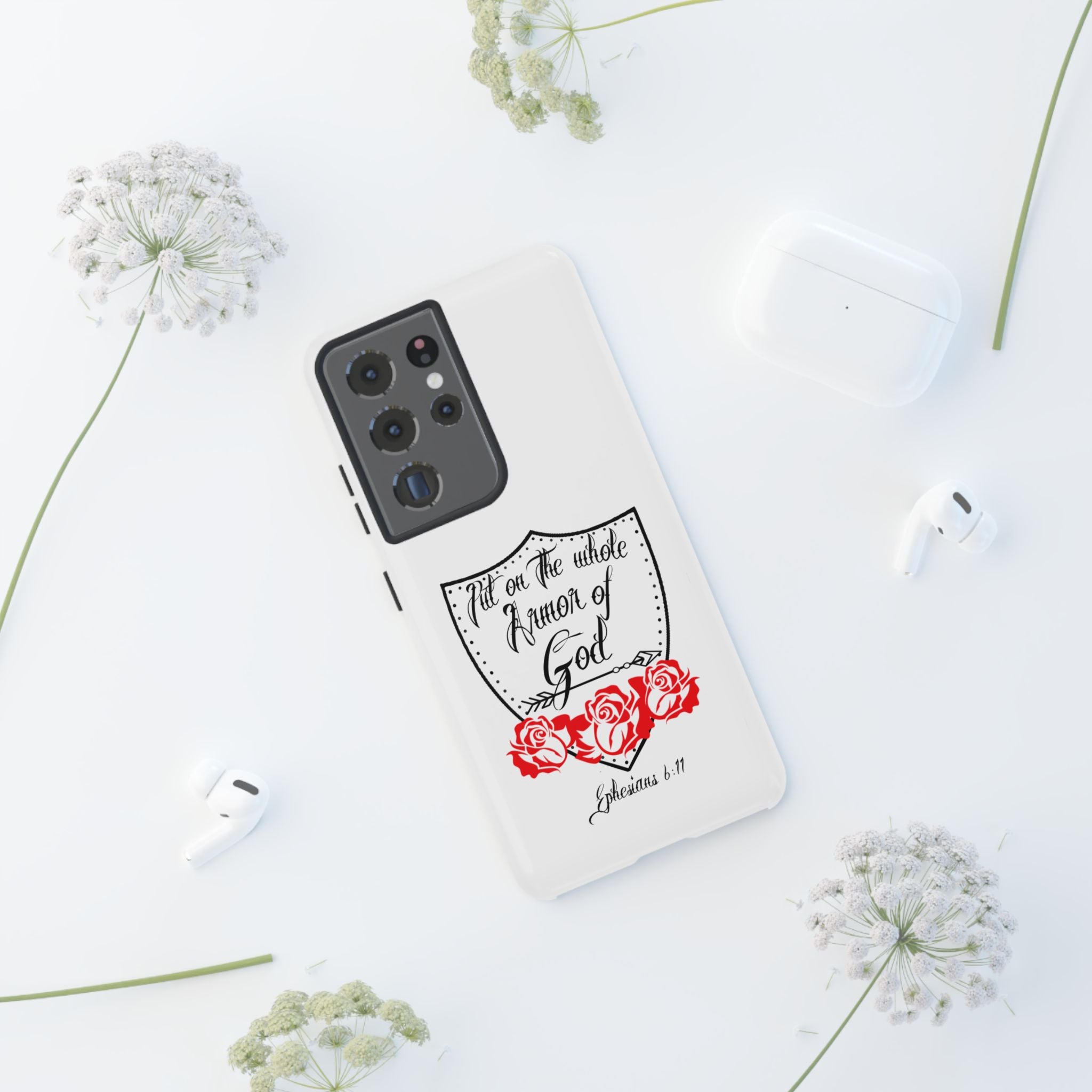 Armor of God Phone Case — Ephesians 6:11 Christian Floral Protective Cover