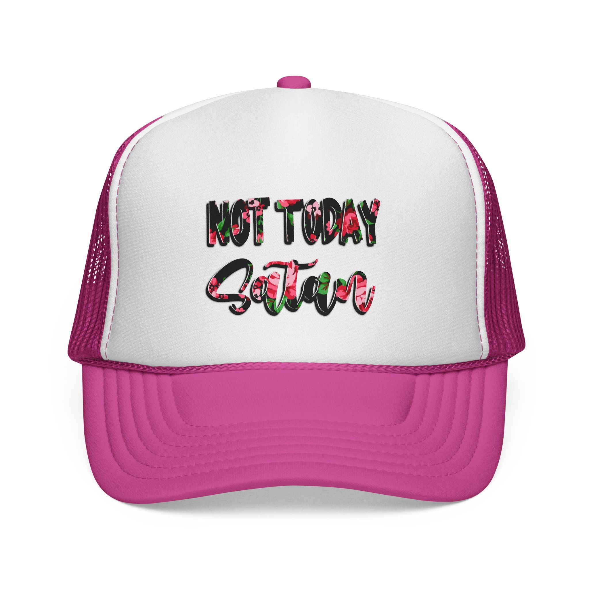 Not Today Satan Trucker Hat — Floral Mesh Cap for Sassy, Casual Wear
