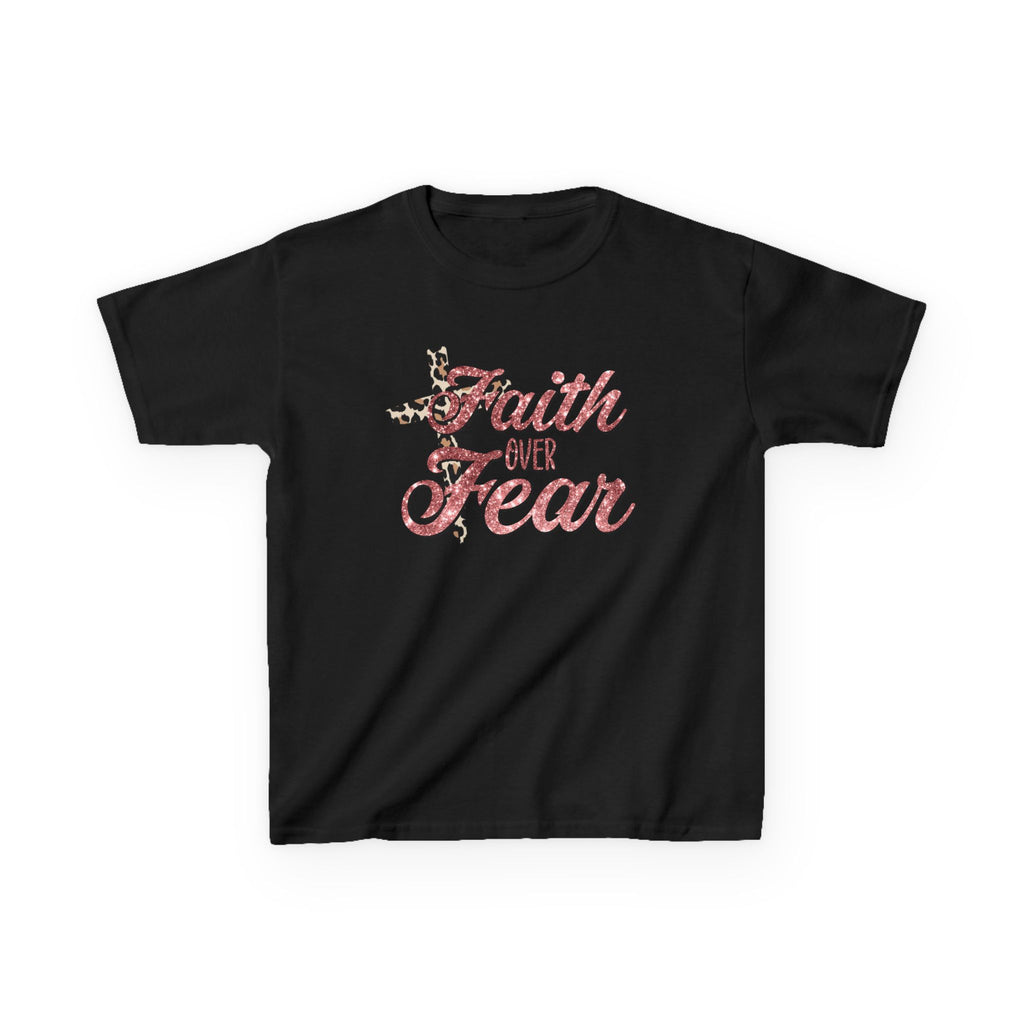 Kids T‑Shirt — "Faith Over Fear" Floral Cross Graphic