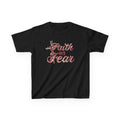 Kids T‑Shirt — "Faith Over Fear" Floral Cross Graphic