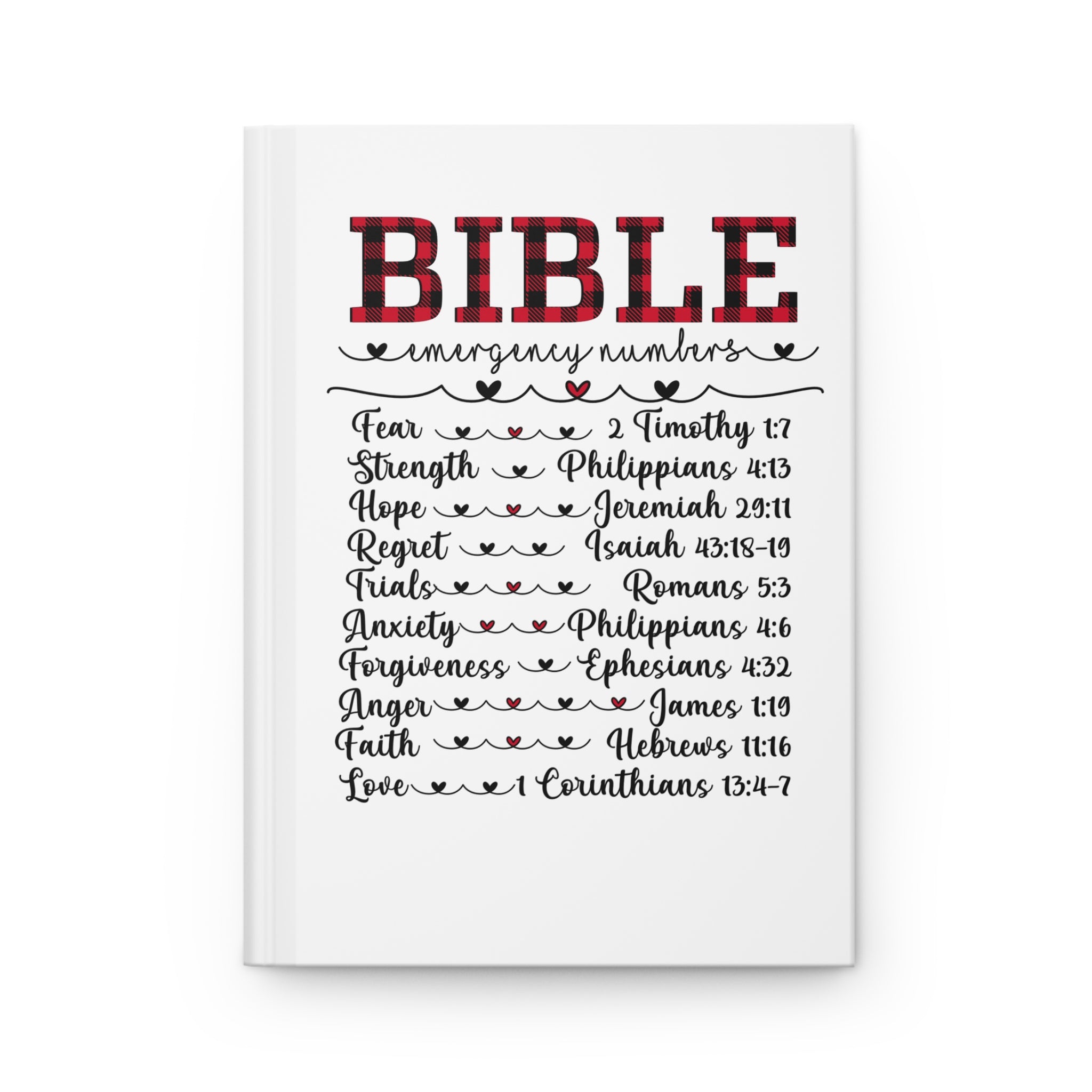 Bible Emergency Numbers Hardcover Journal — Scripture Reference Notebook