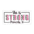 She Is Strong Beach Towel – Proverbs 31 Inspirational Pink Cow Print