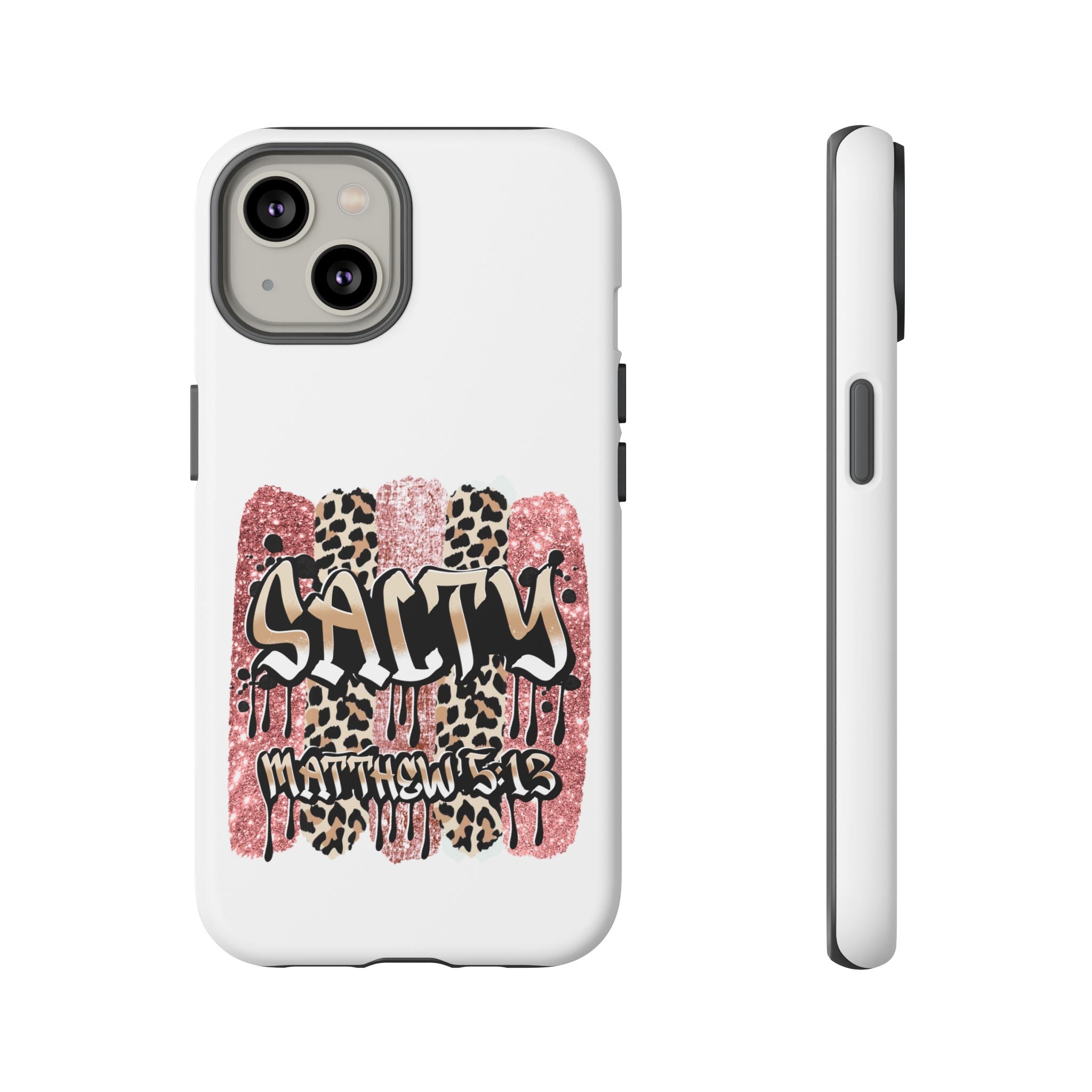 Salty Matthew 5:13 Scripture Leopard Pink Glitter Tough Case — Matthew 5:13 Scripture Phone Cover