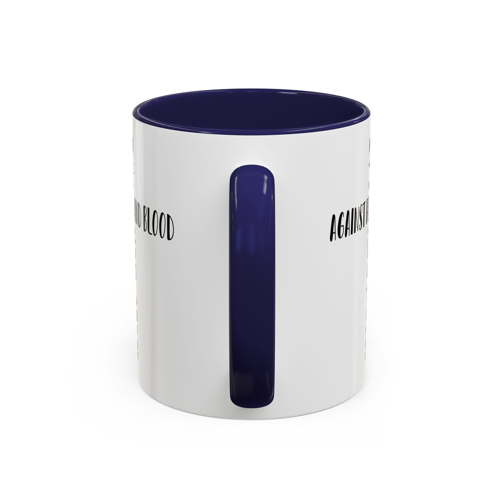 Christian Cross Coffee Mug - "Not Against Flesh and Blood" Inspirational Bible Verse Accent Mug