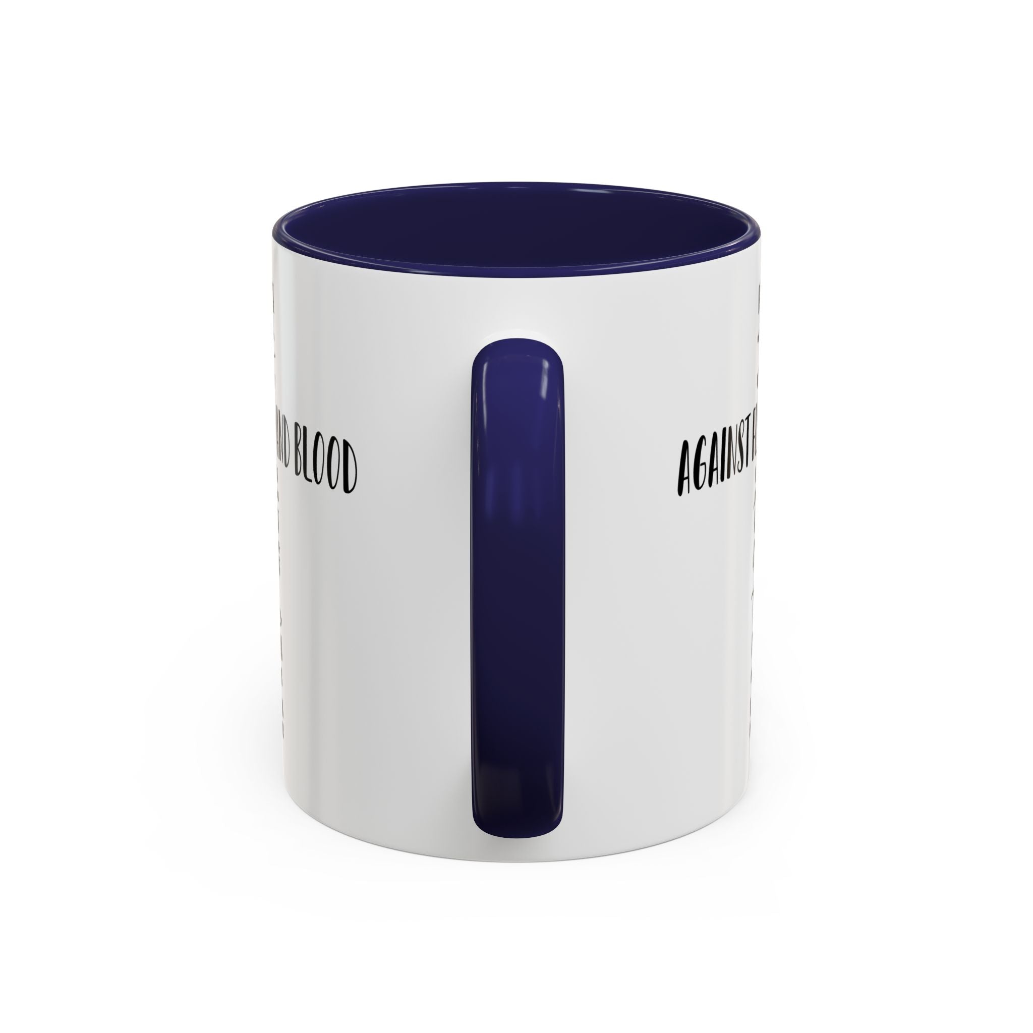 Christian Cross Coffee Mug - "Not Against Flesh and Blood" Inspirational Bible Verse Accent Mug