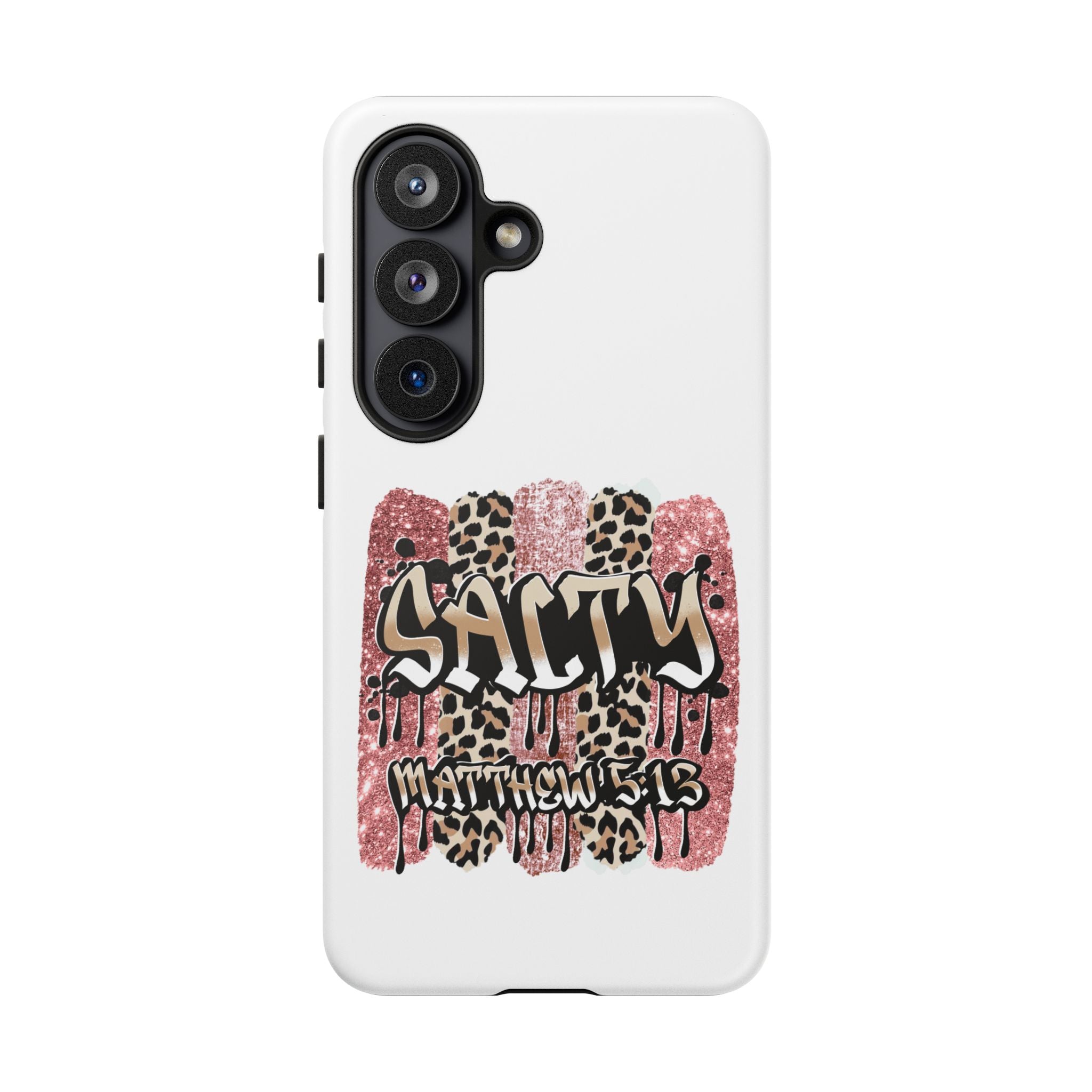 Salty Matthew 5:13 Scripture Leopard Pink Glitter Tough Case — Matthew 5:13 Scripture Phone Cover