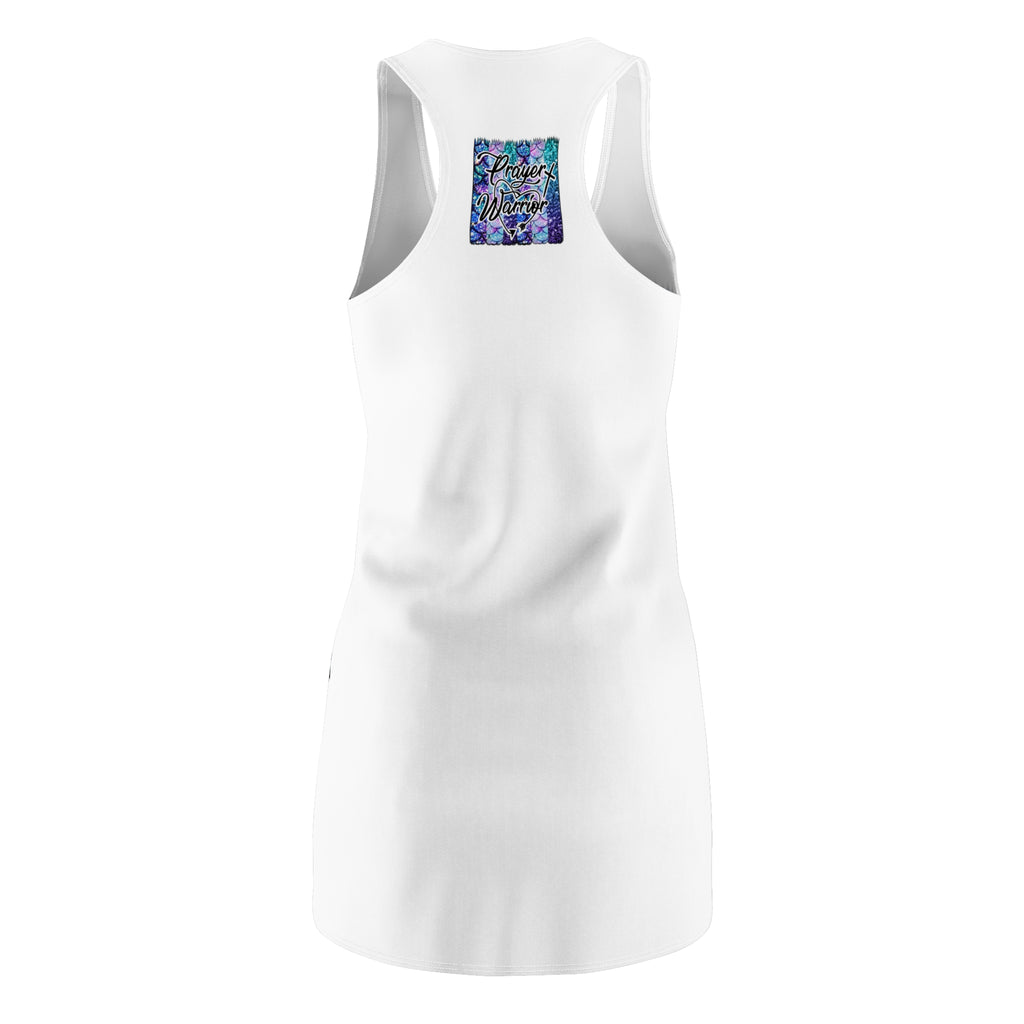 Prayer Warrior Racerback Dress — Mermaid Scales Faith Graphic
