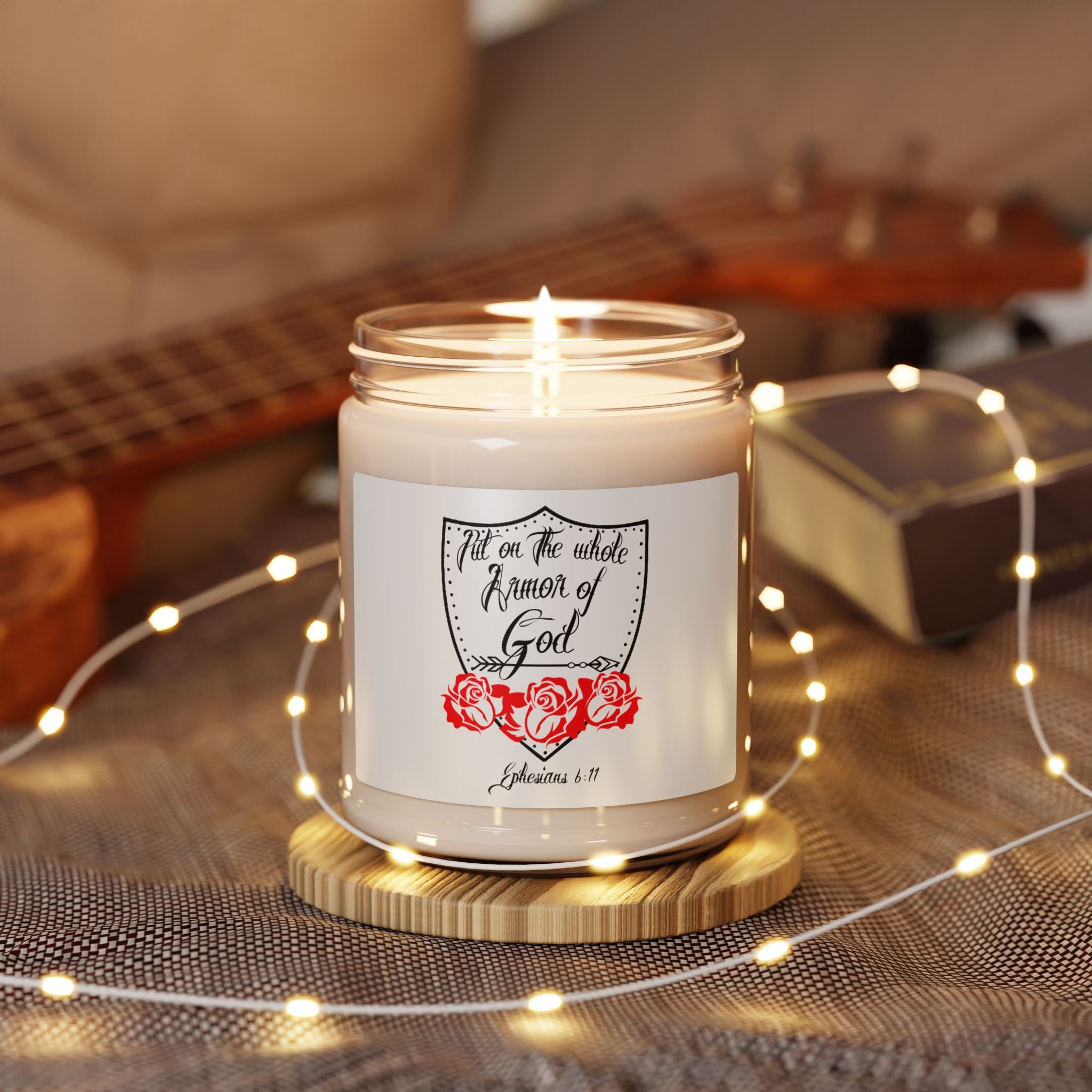 “Put On The Whole Armor of God” 9oz Scented Soy Candle — Inspirational Christian Gift