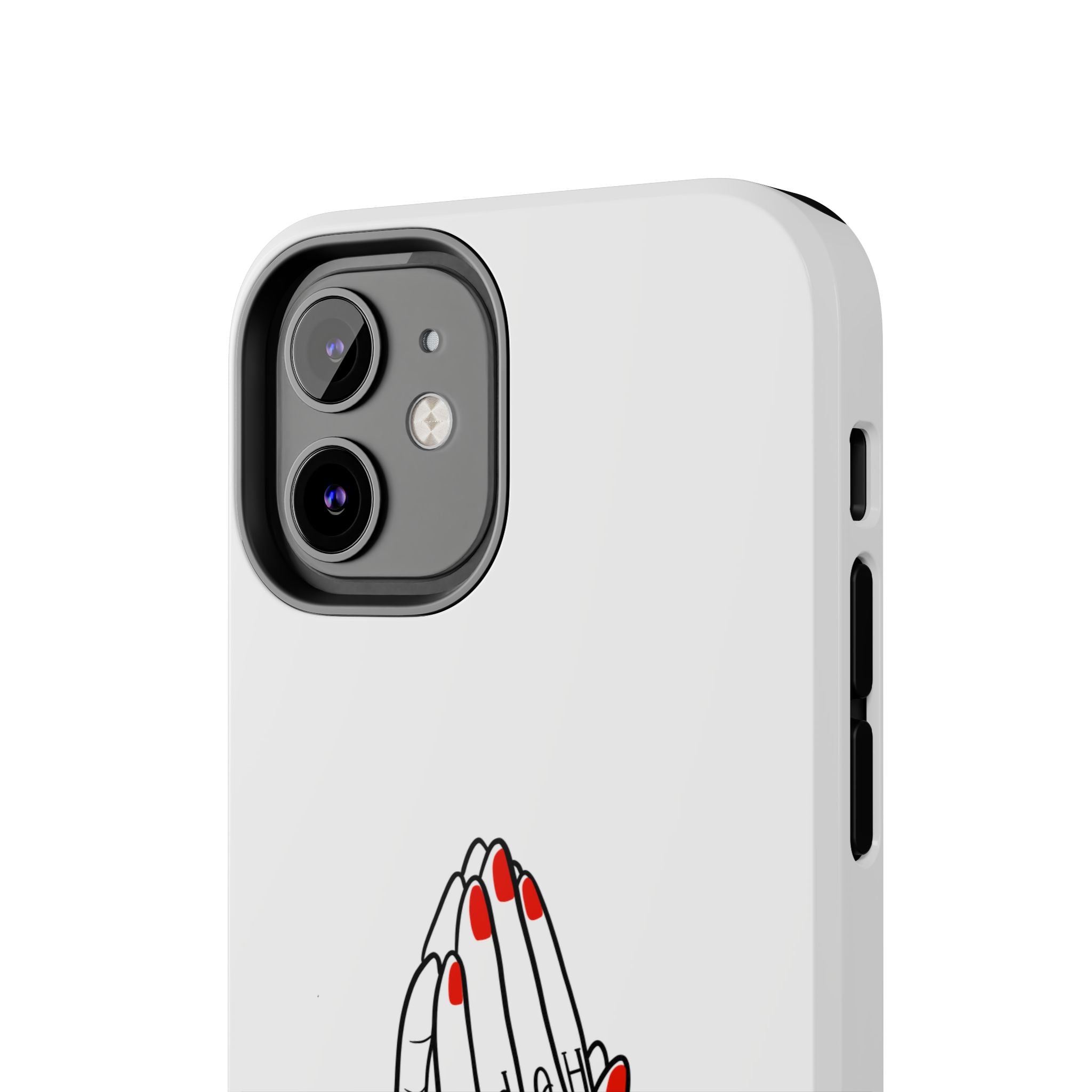 Pray Harder Phone Case — Tough Protective Phone Cover with Praying Hands & Rose Design