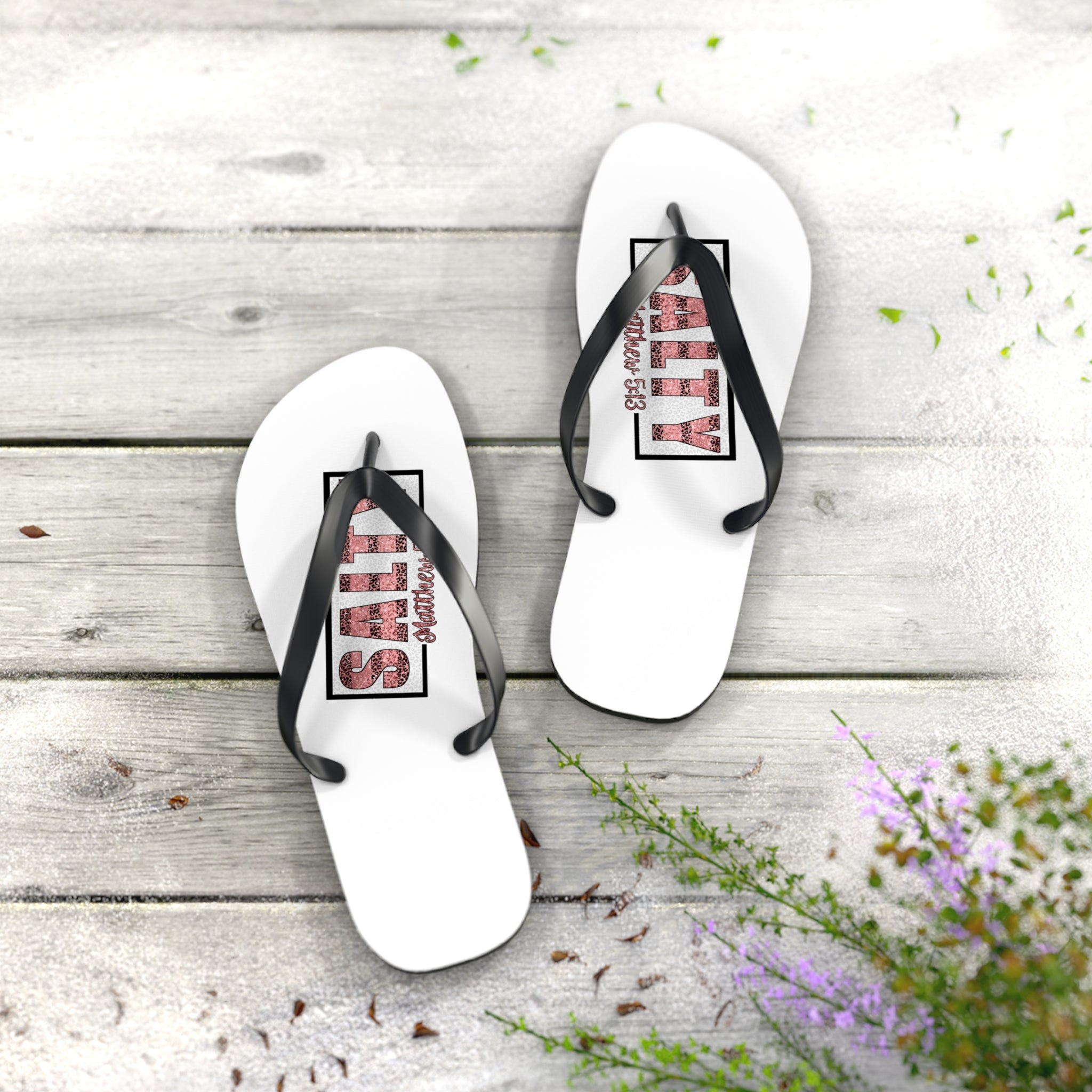 Flip Flops - Salty Bible Verse Graphic Sandals