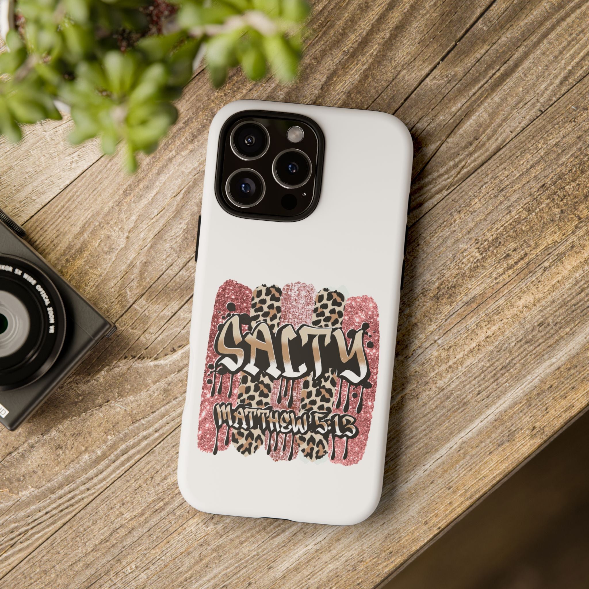 Salty Matthew 5:13 Scripture Leopard Pink Glitter Tough Case — Matthew 5:13 Scripture Phone Cover