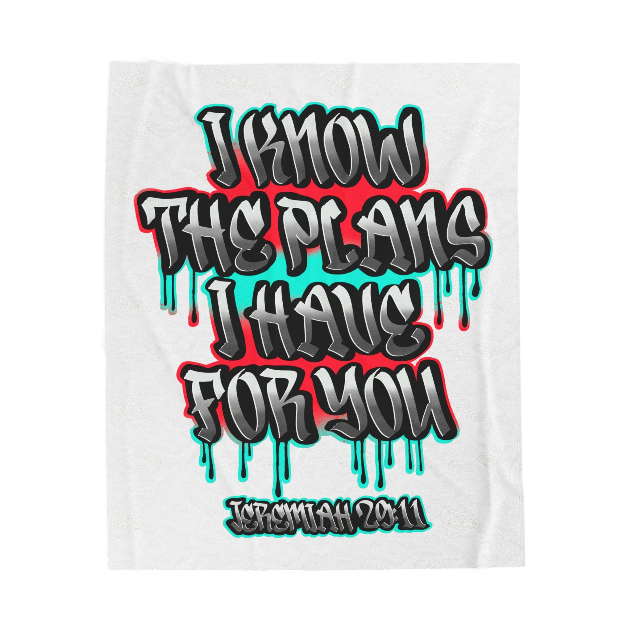 Velveteen Plush Blanket — "I Know The Plans I Have For You" Jeremiah 29:11 Inspirational Throw