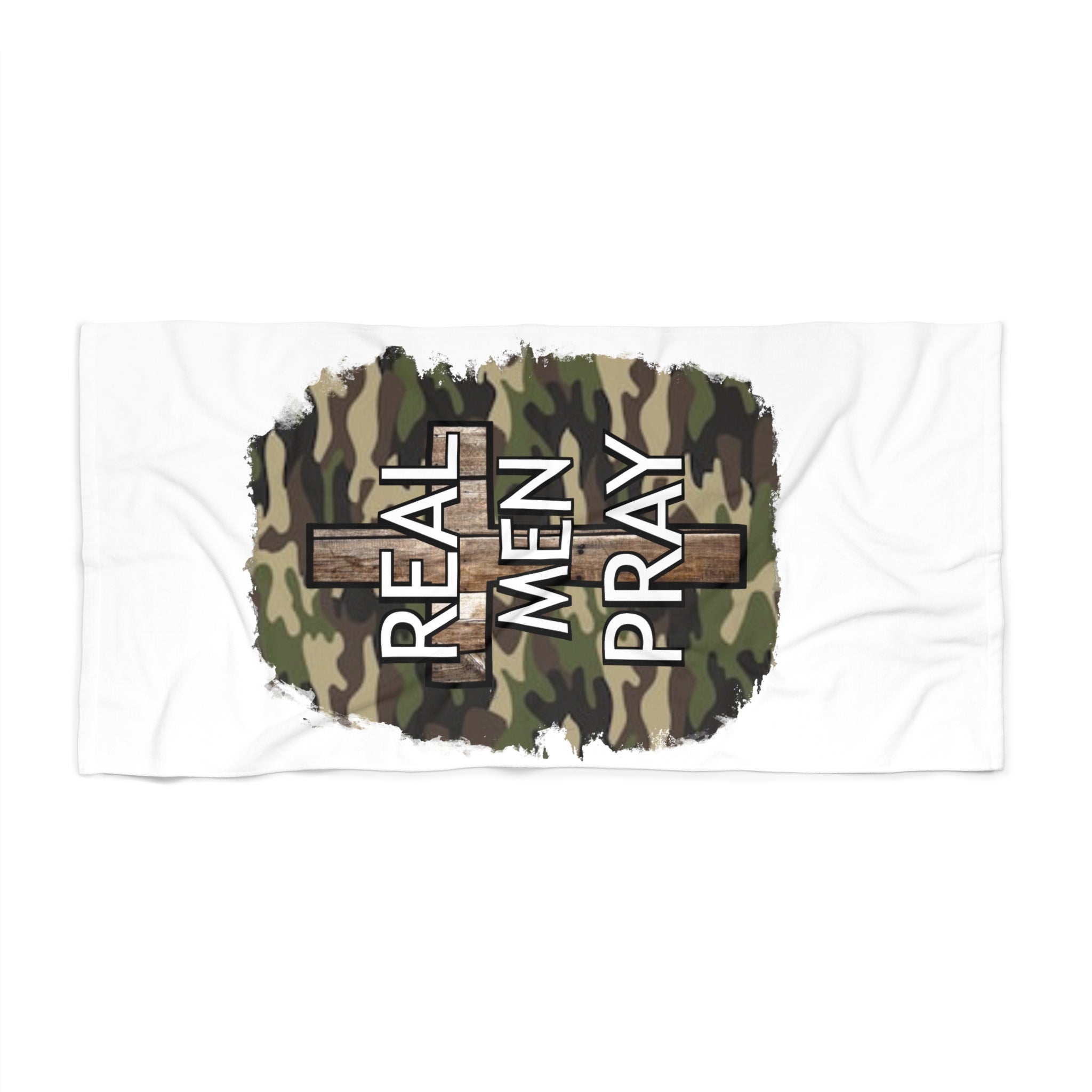 Camo "Real Men Pray" Beach Towel
