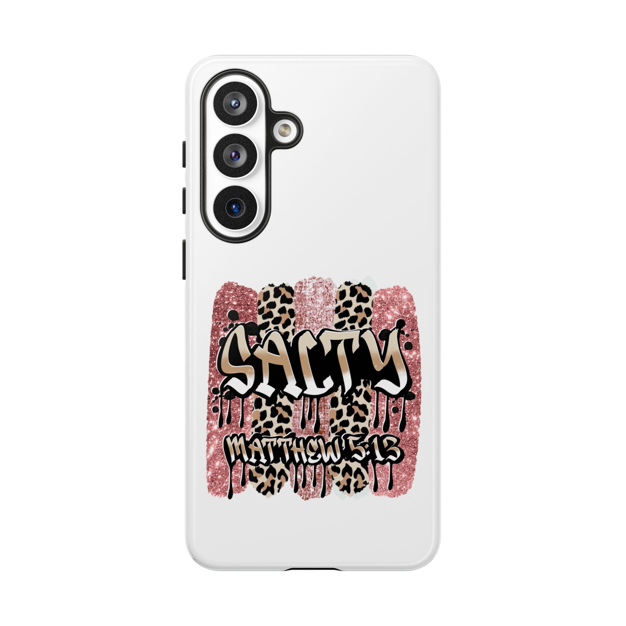 Salty Matthew 5:13 Scripture Leopard Pink Glitter Tough Case — Matthew 5:13 Scripture Phone Cover