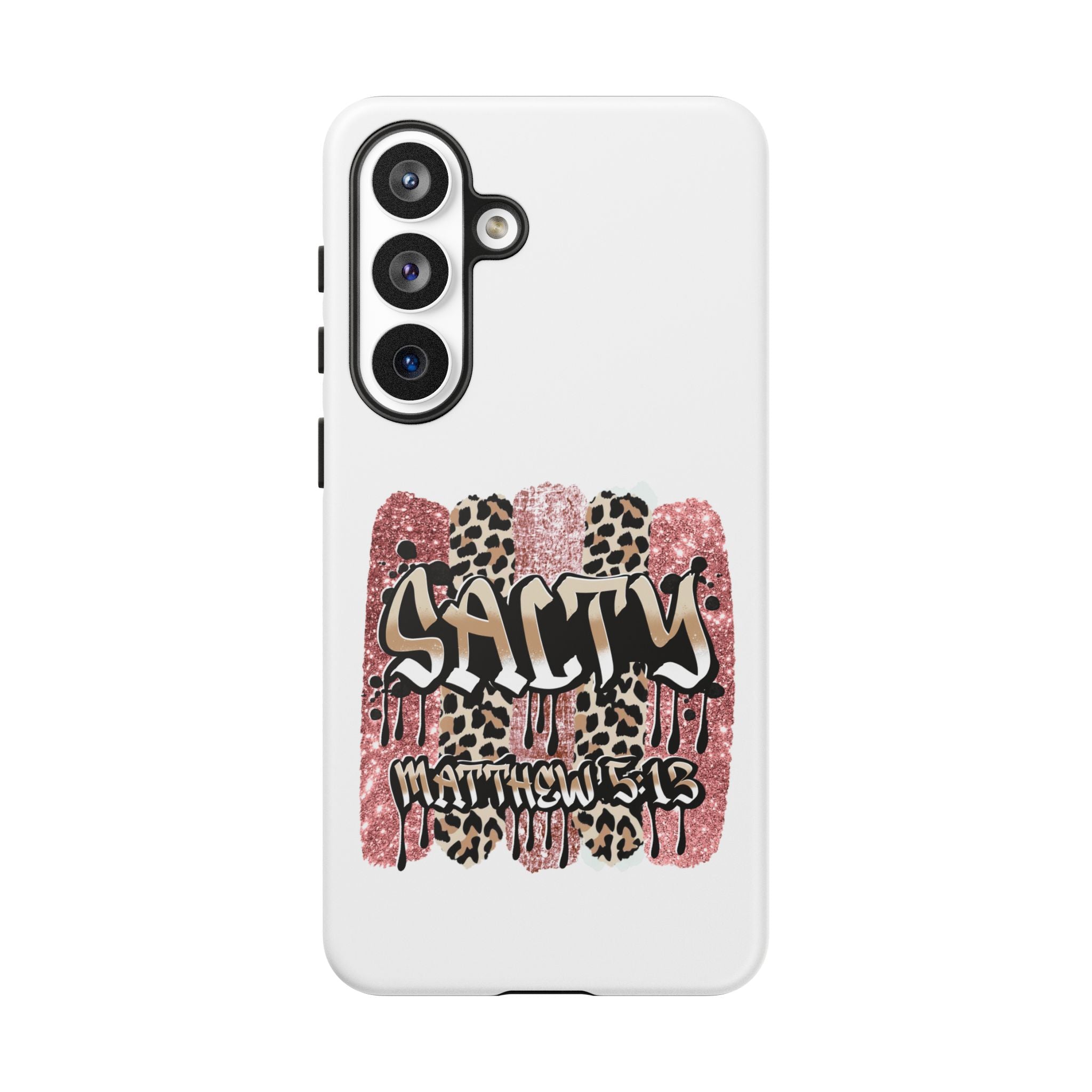 Salty Matthew 5:13 Scripture Leopard Pink Glitter Tough Case — Matthew 5:13 Scripture Phone Cover