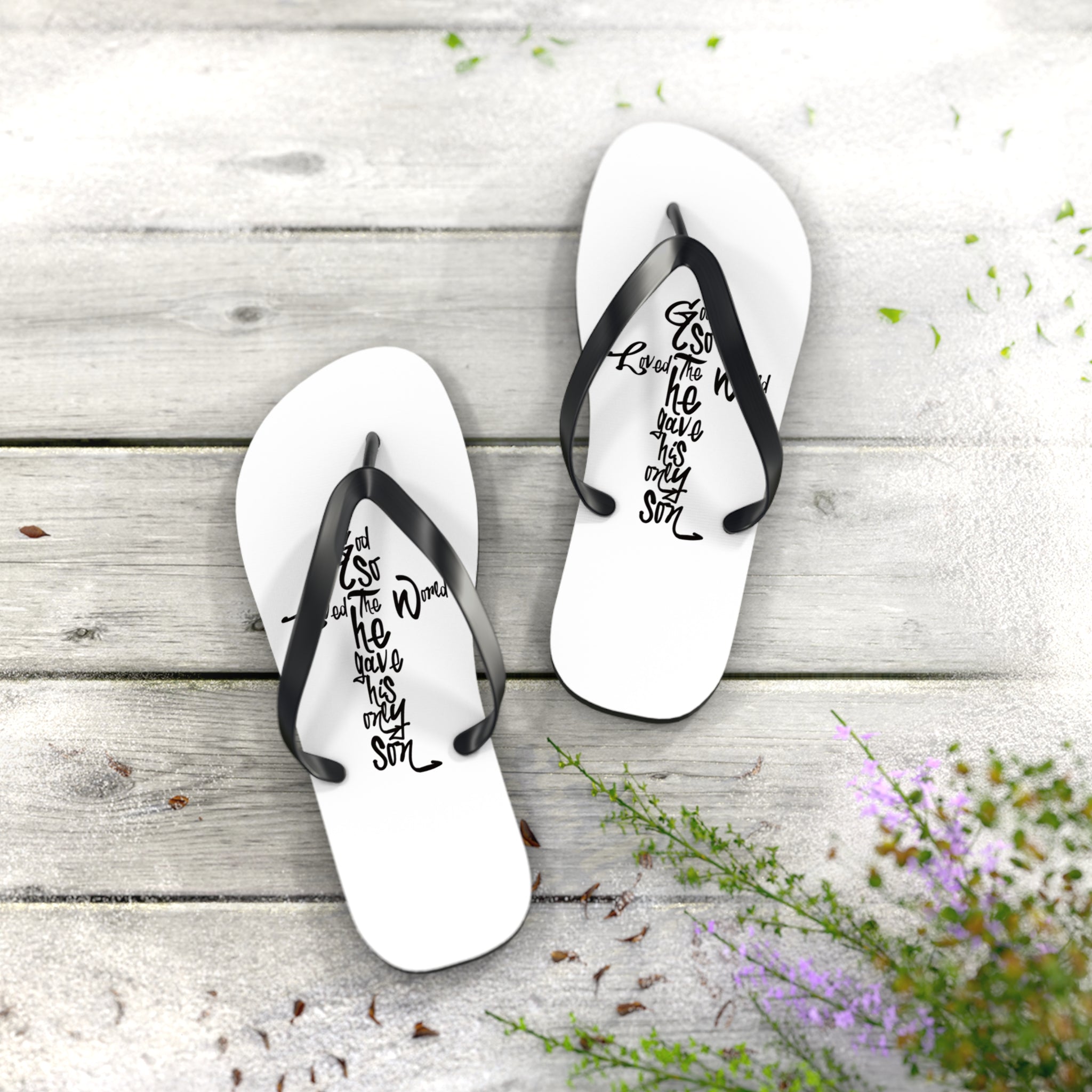 Flip Flops — Cross John 3:16 Scripture Beach Sandals