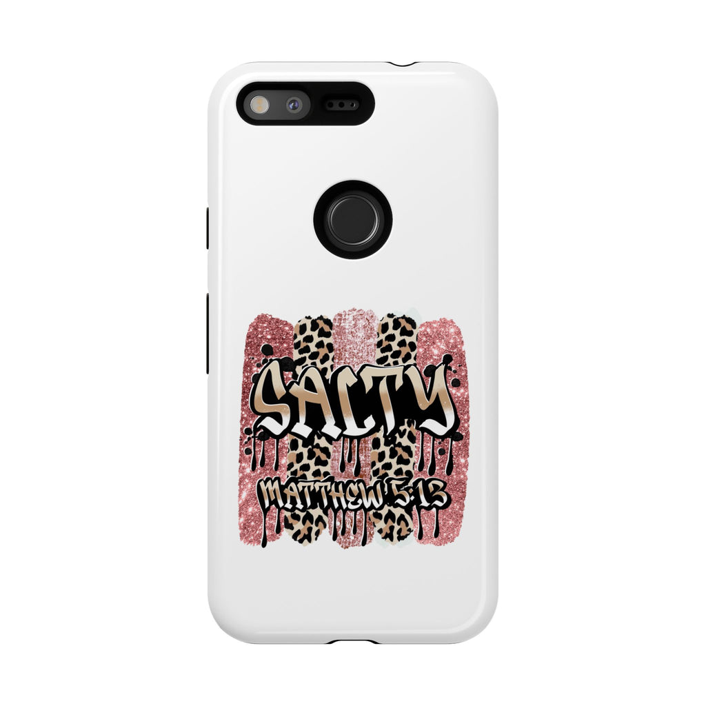 Salty Matthew 5:13 Scripture Leopard Pink Glitter Tough Case — Matthew 5:13 Scripture Phone Cover