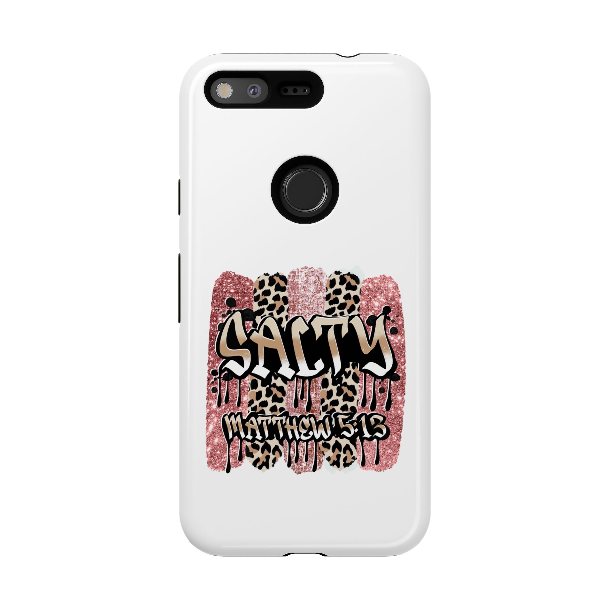 Salty Matthew 5:13 Scripture Leopard Pink Glitter Tough Case — Matthew 5:13 Scripture Phone Cover