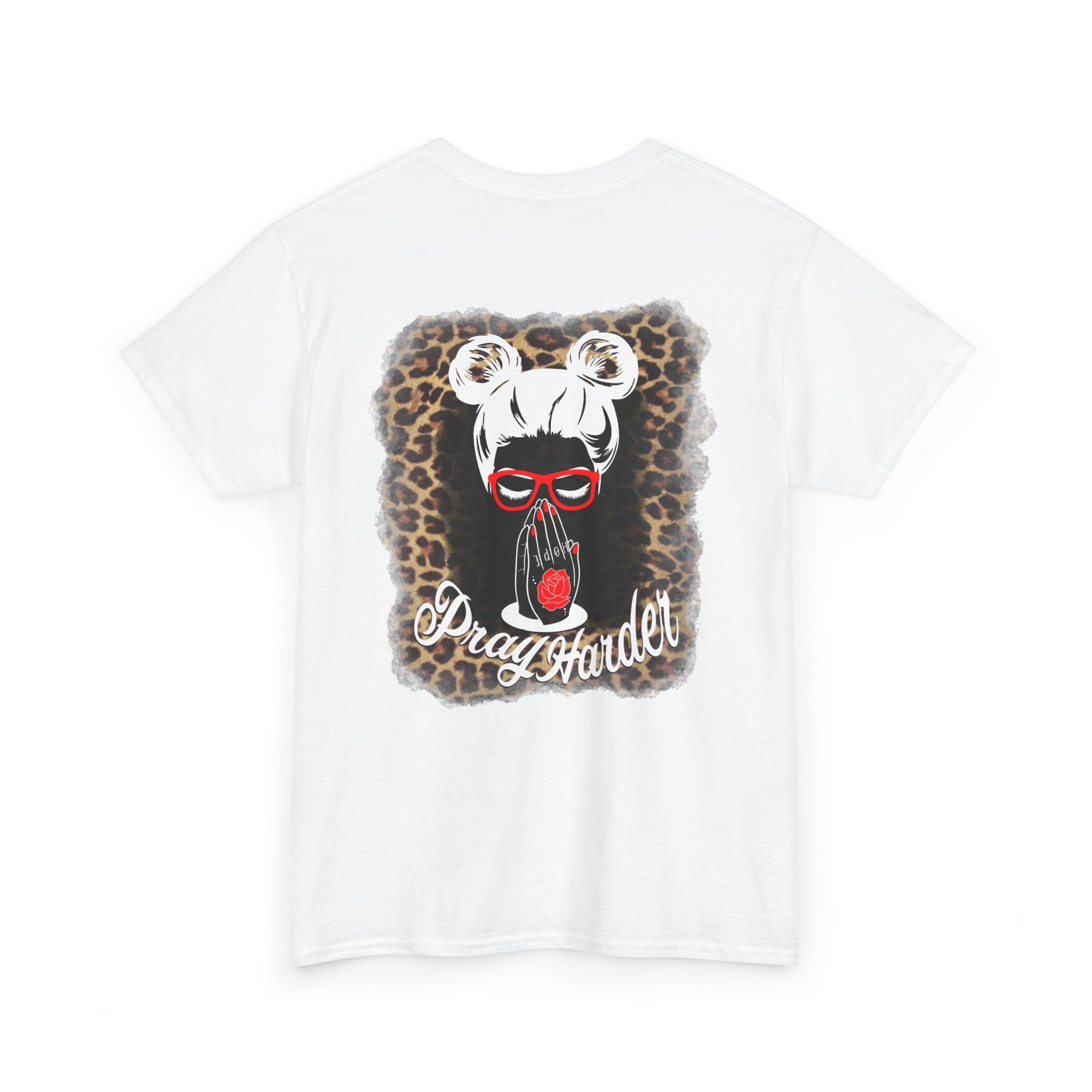 T-Shirt — 'Pray Harder' Christian Leopard Graphic Tee