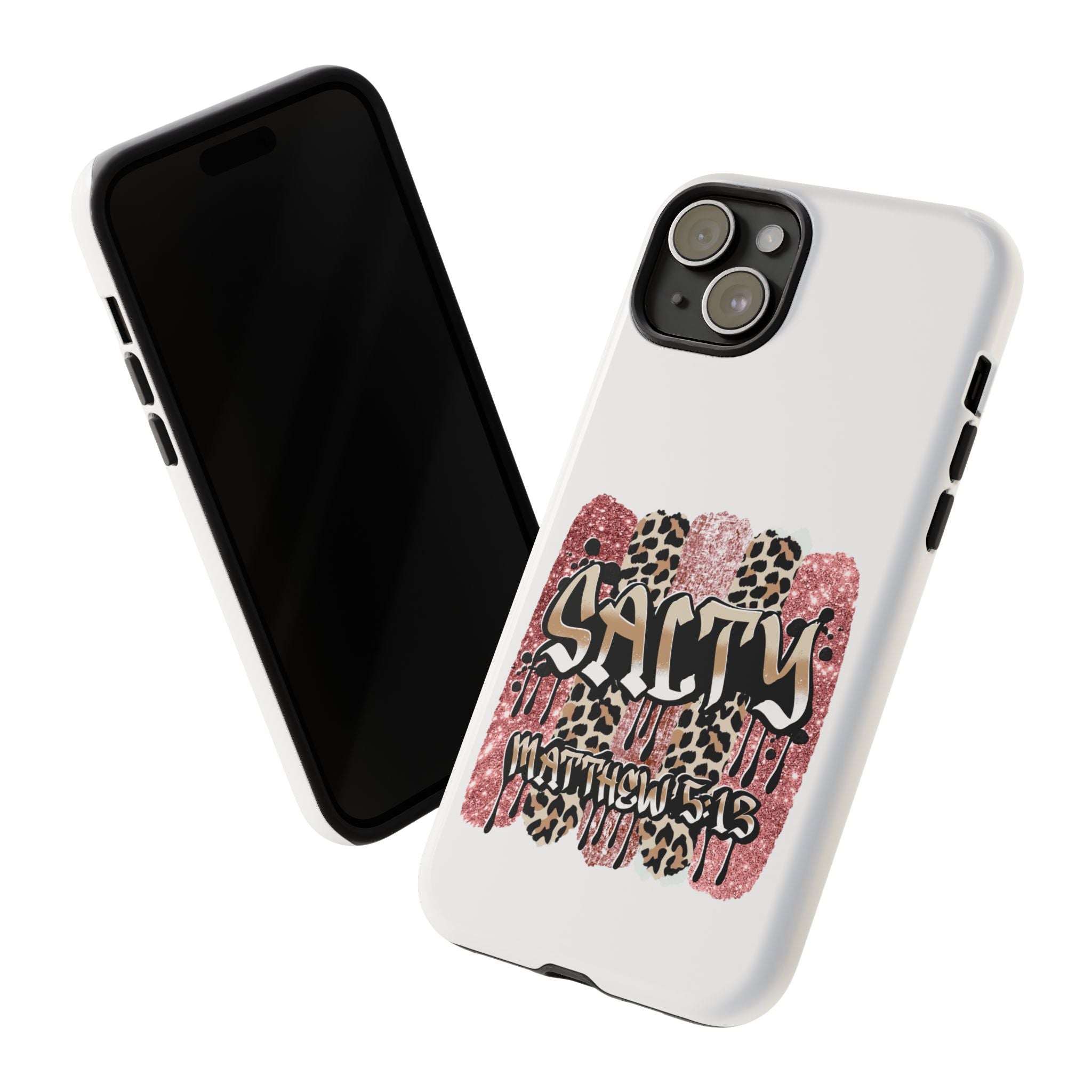 Salty Matthew 5:13 Scripture Leopard Pink Glitter Tough Case — Matthew 5:13 Scripture Phone Cover