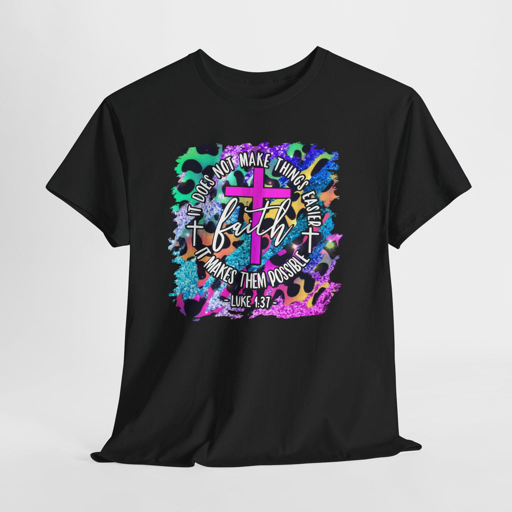 Faith Graphic Tee - Colorful Cross Inspirational Christian T-Shirt (Hebrews 11:1)