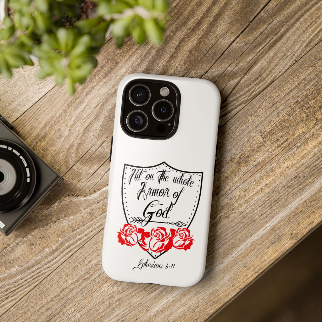 Armor of God Phone Case — Ephesians 6:11 Christian Floral Protective Cover