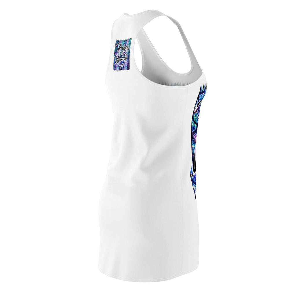 Prayer Warrior Racerback Dress — Mermaid Scales Faith Graphic