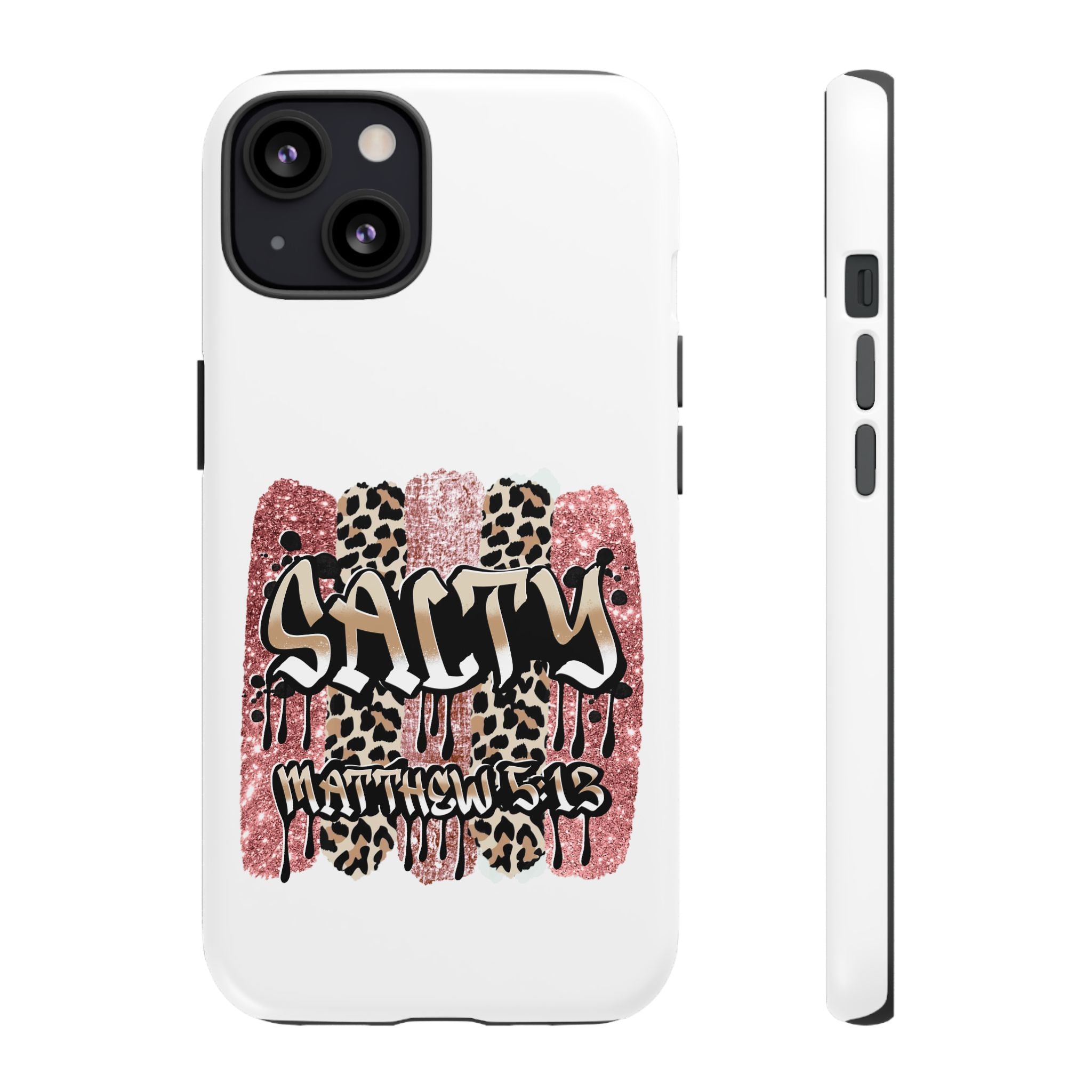 Salty Matthew 5:13 Scripture Leopard Pink Glitter Tough Case — Matthew 5:13 Scripture Phone Cover