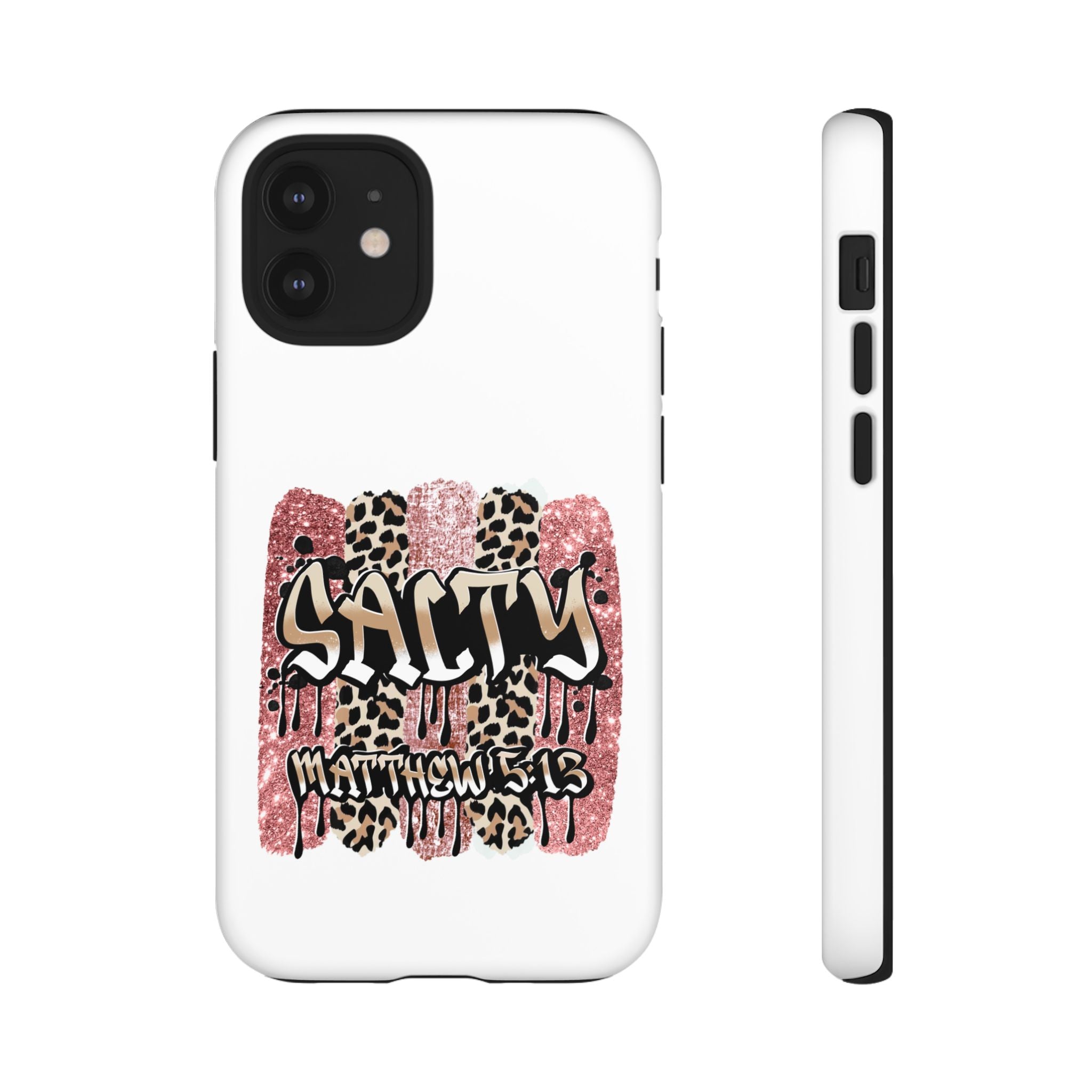 Salty Matthew 5:13 Scripture Leopard Pink Glitter Tough Case — Matthew 5:13 Scripture Phone Cover