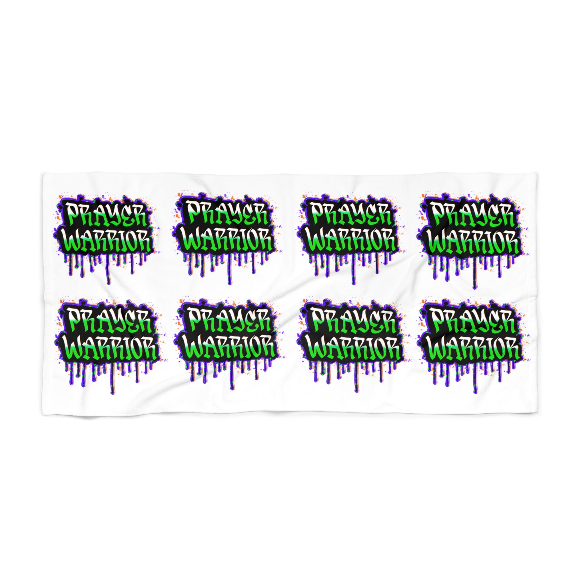 Prayer Warrior Beach Towel — Vibrant Graffiti Faith Towel for Church Retreats & Vacation