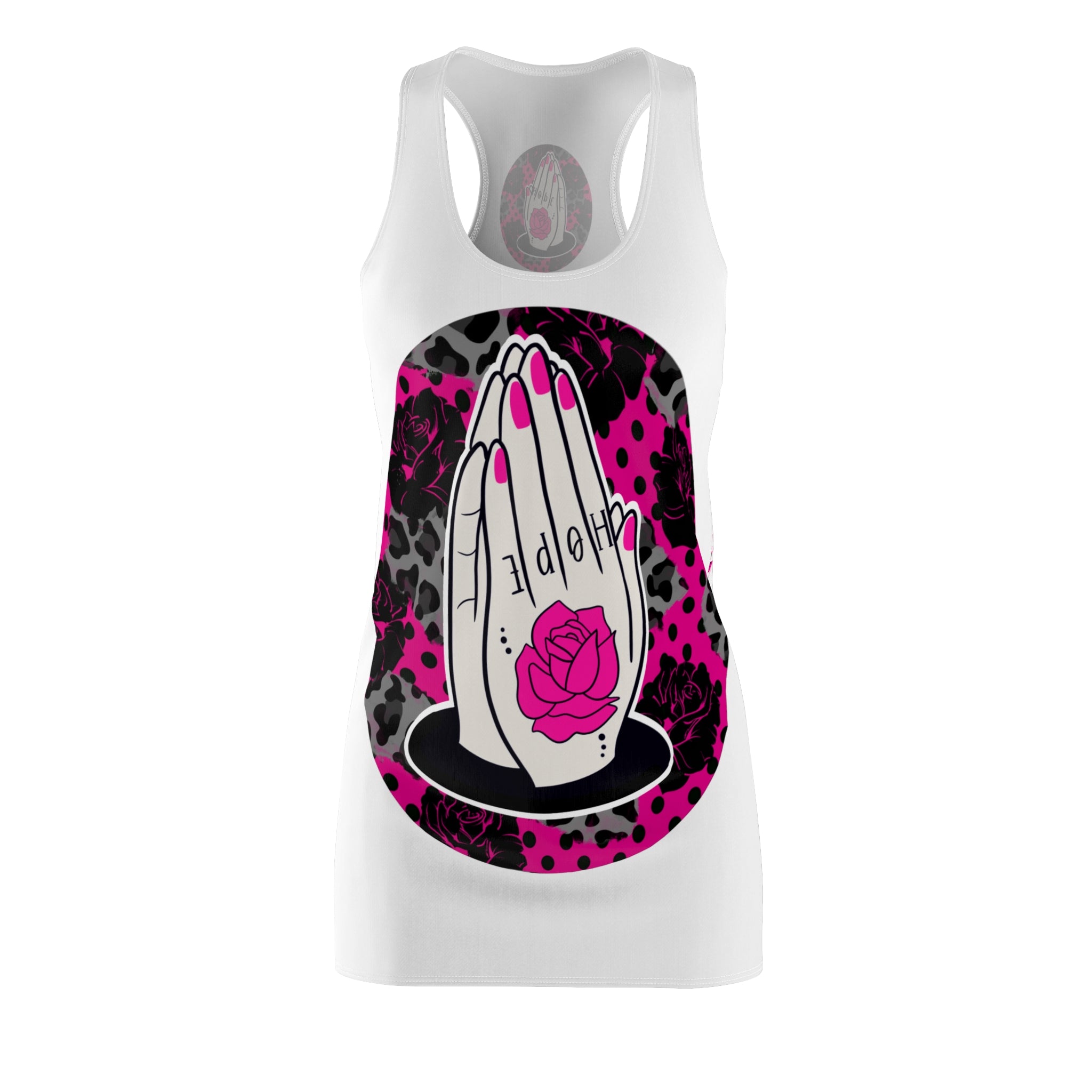 Racerback Dress — Pink Praying Hands "Hope" Graphic