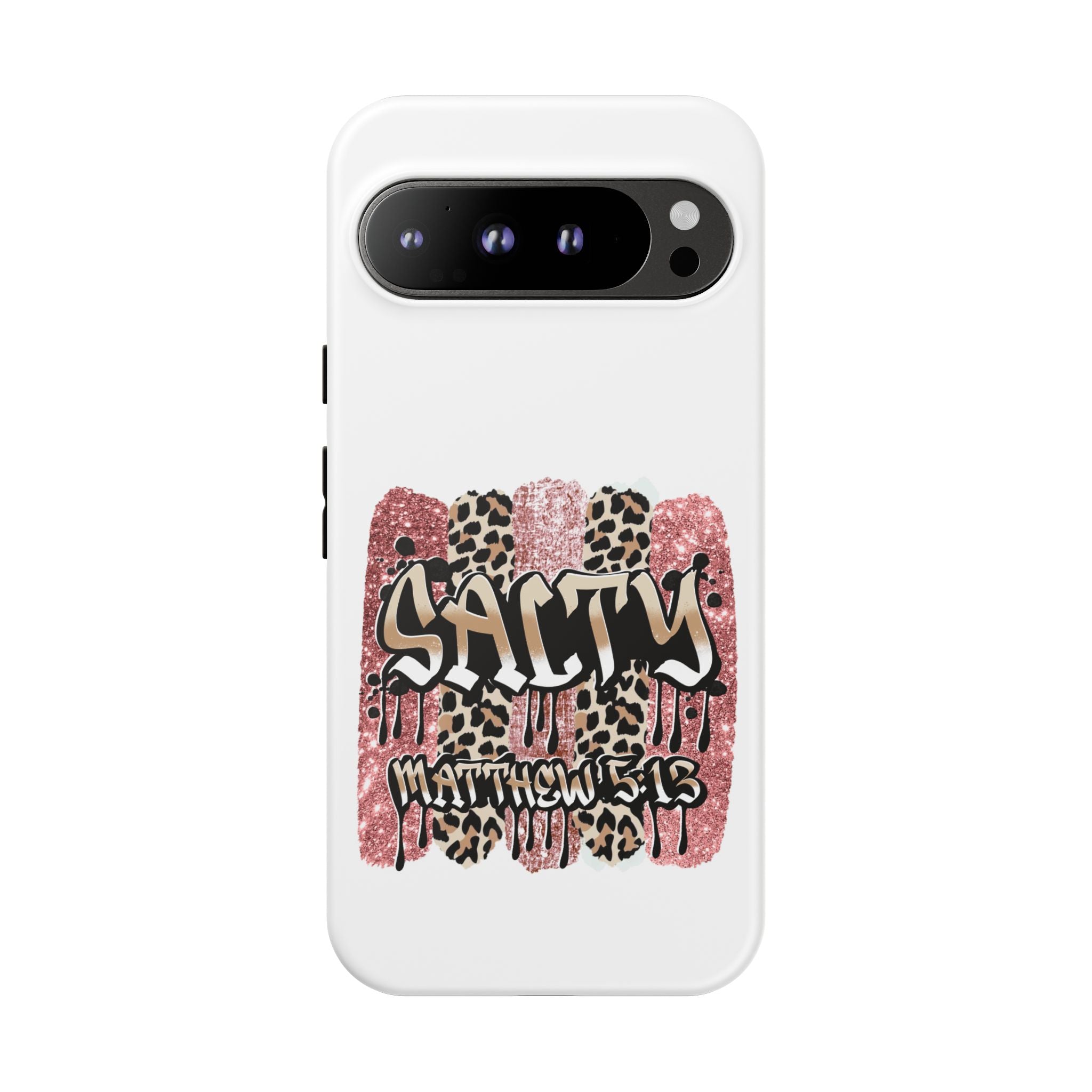 Salty Matthew 5:13 Scripture Leopard Pink Glitter Tough Case — Matthew 5:13 Scripture Phone Cover