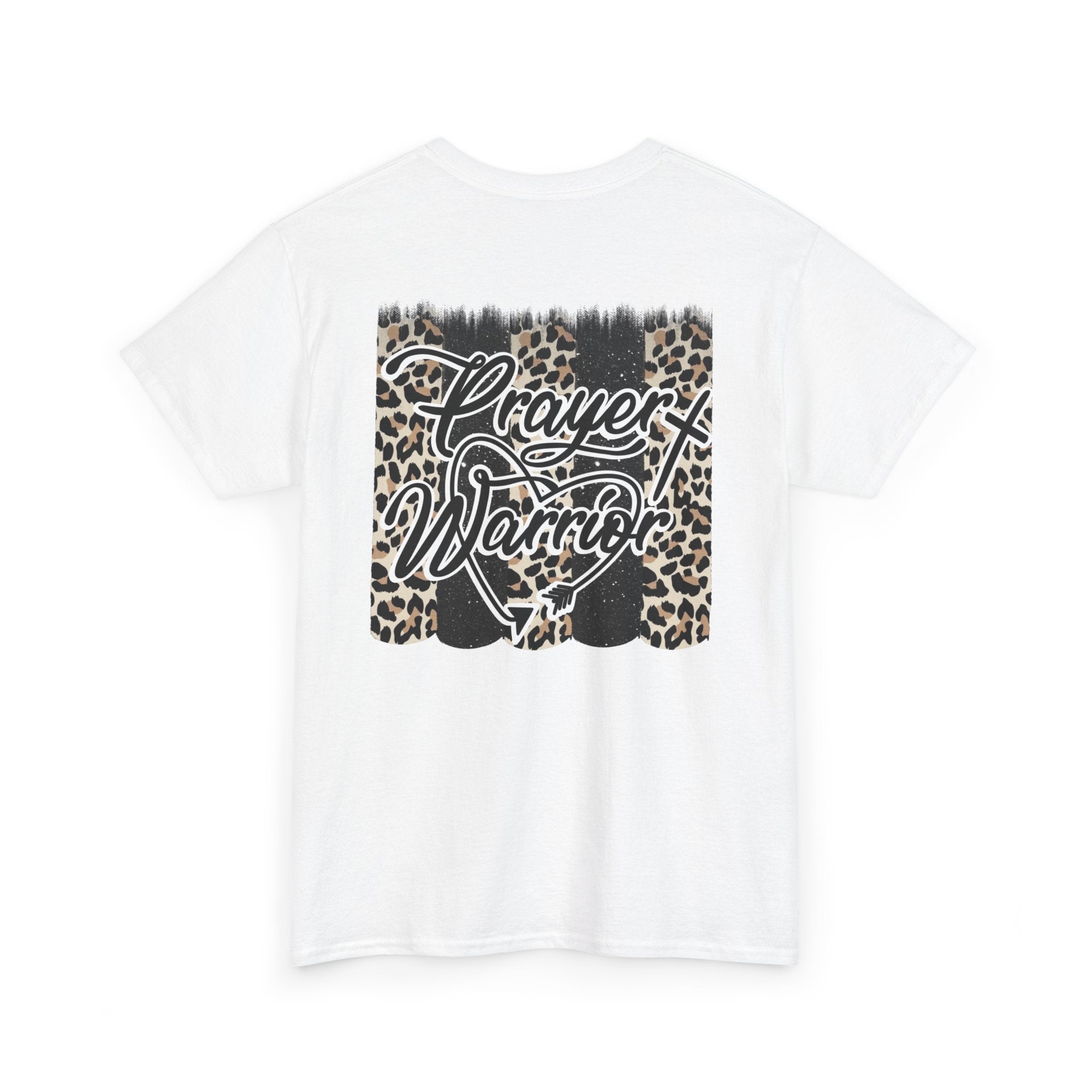 Prayer Warrior Tee — Leopard Cross Graphic Christian Shirt