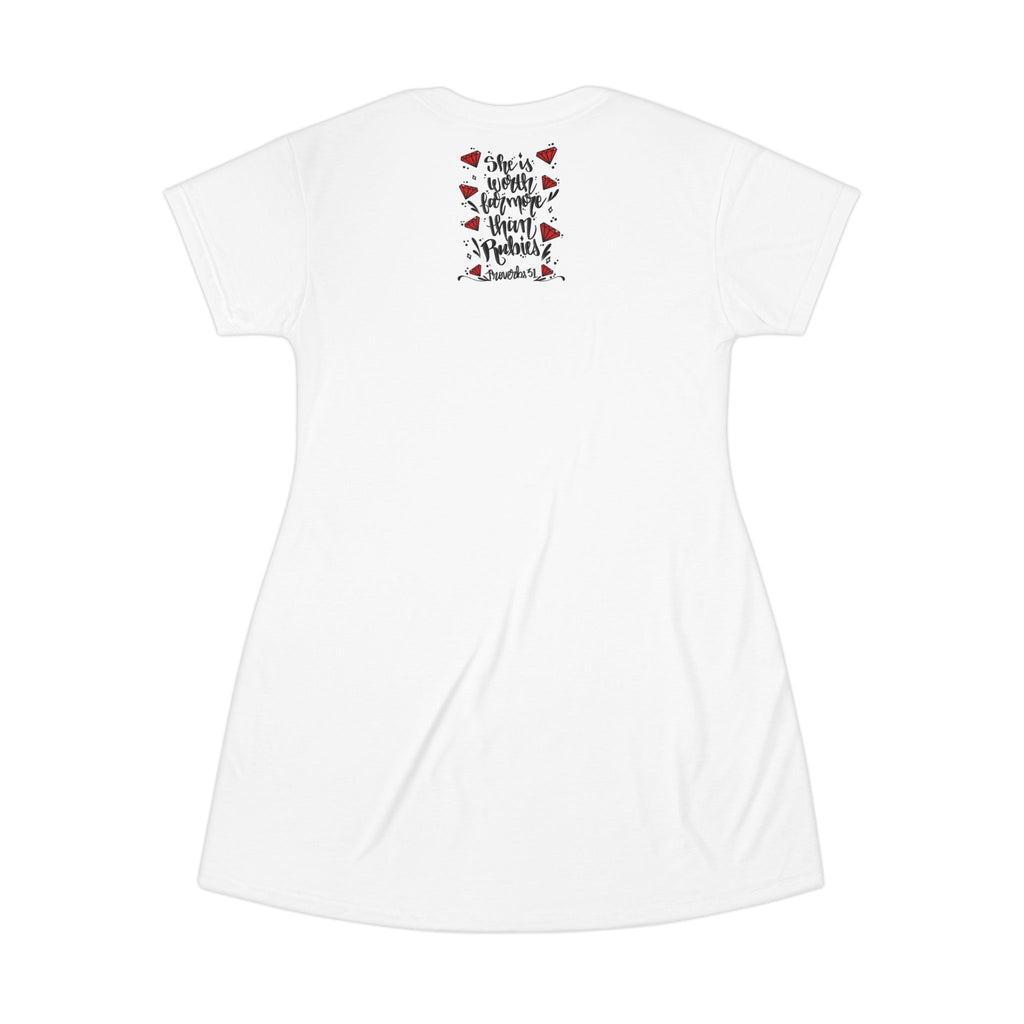 T-Shirt Dress • "She is Worth Far More Than Rubies" Proverbs 31 Inspirational Graphic Dress