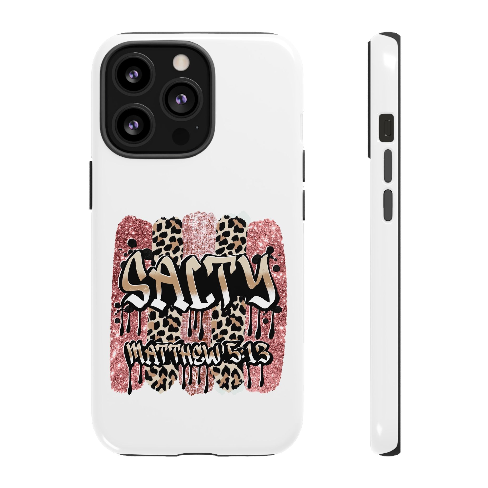 Salty Matthew 5:13 Scripture Leopard Pink Glitter Tough Case — Matthew 5:13 Scripture Phone Cover
