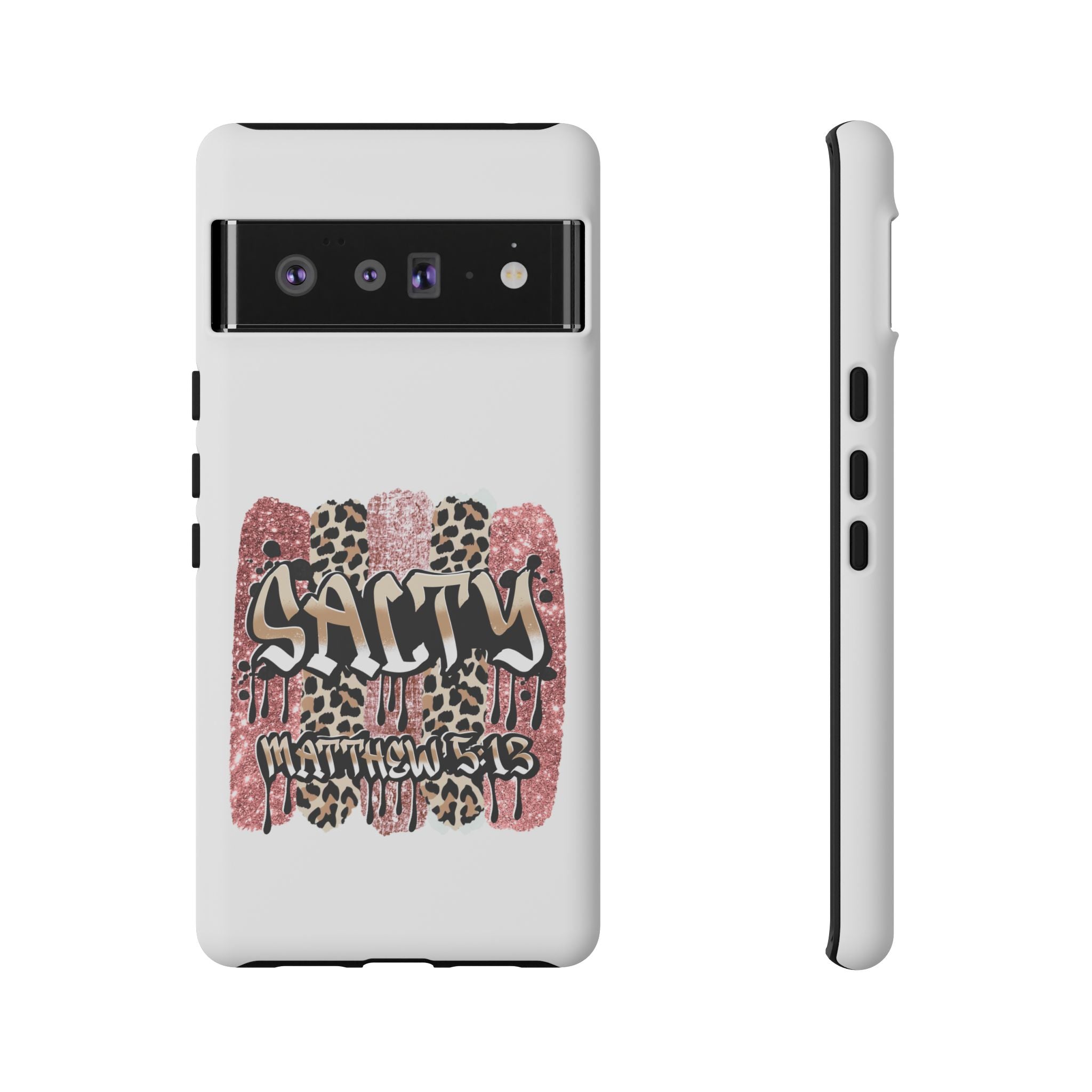 Salty Matthew 5:13 Scripture Leopard Pink Glitter Tough Case — Matthew 5:13 Scripture Phone Cover